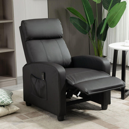 HOMCOM Massage Recliner Chair with Footrest, Black - ALL4U RETAILER LTD
