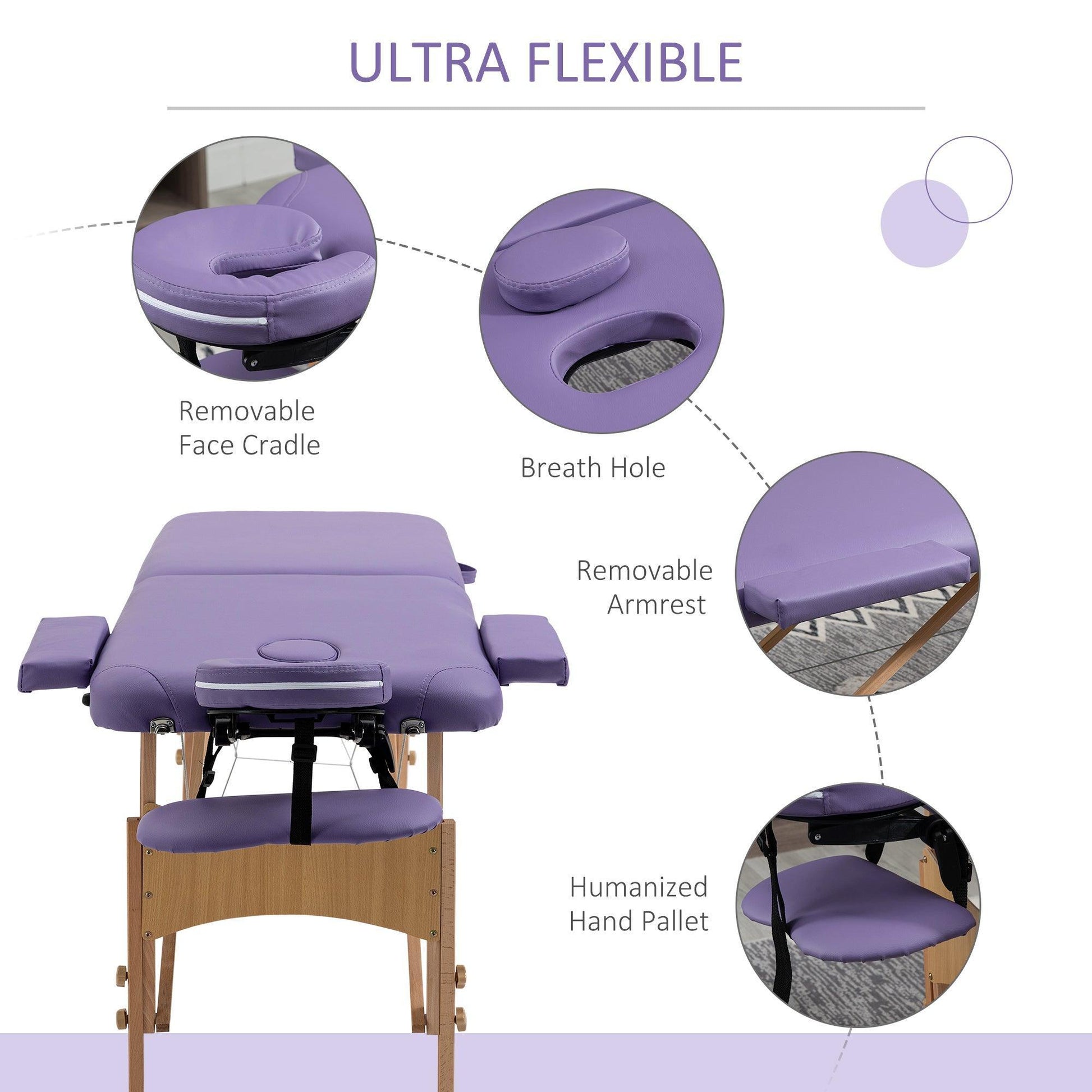 HOMCOM Massage Table Portable Folding Spa Bed - ALL4U RETAILER LTD