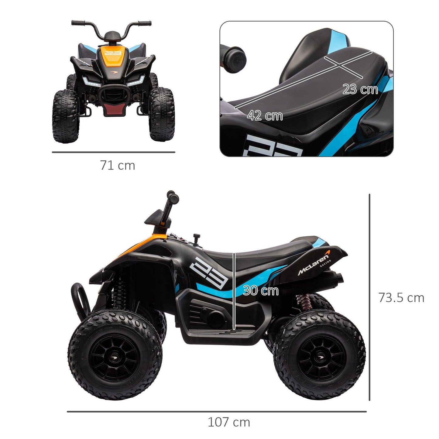 HOMCOM McLaren 12V Quad Bike - 3-8 Years - ALL4U RETAILER LTD