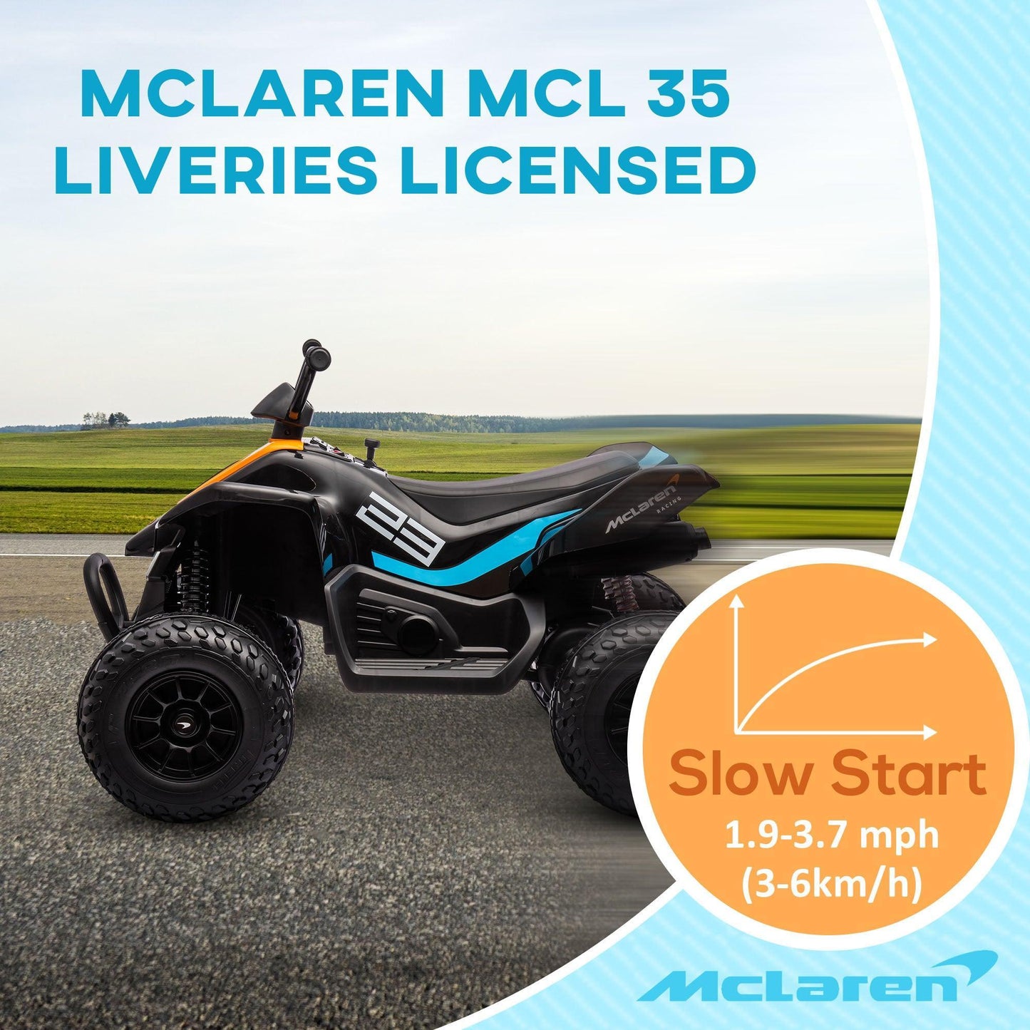 HOMCOM McLaren 12V Quad Bike - 3-8 Years - ALL4U RETAILER LTD