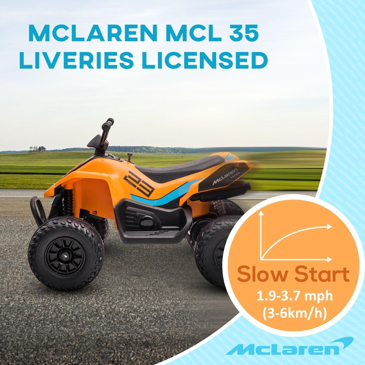 HOMCOM McLaren 12V Quad Bike - Orange Joy Ride - ALL4U RETAILER LTD