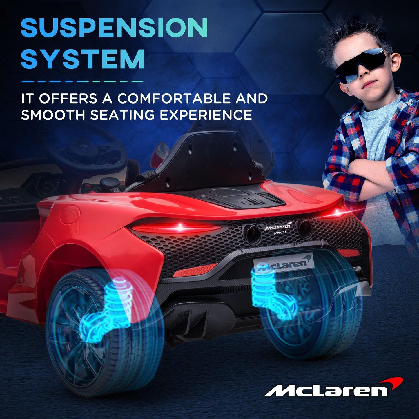 HOMCOM McLaren Kids Electric Car w/ Remote - Red - ALL4U RETAILER LTD