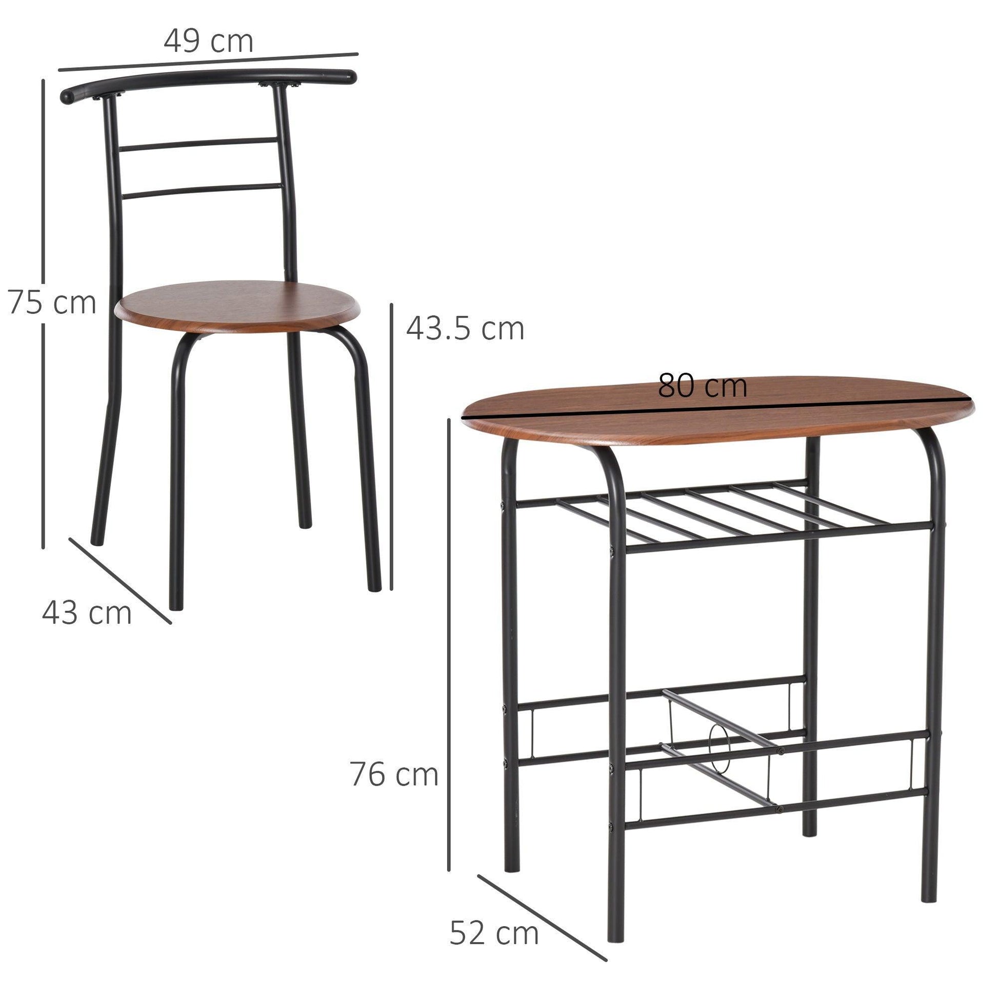 HOMCOM 2-Person Dining Set: Bar Stool & Table - ALL4U RETAILER LTD