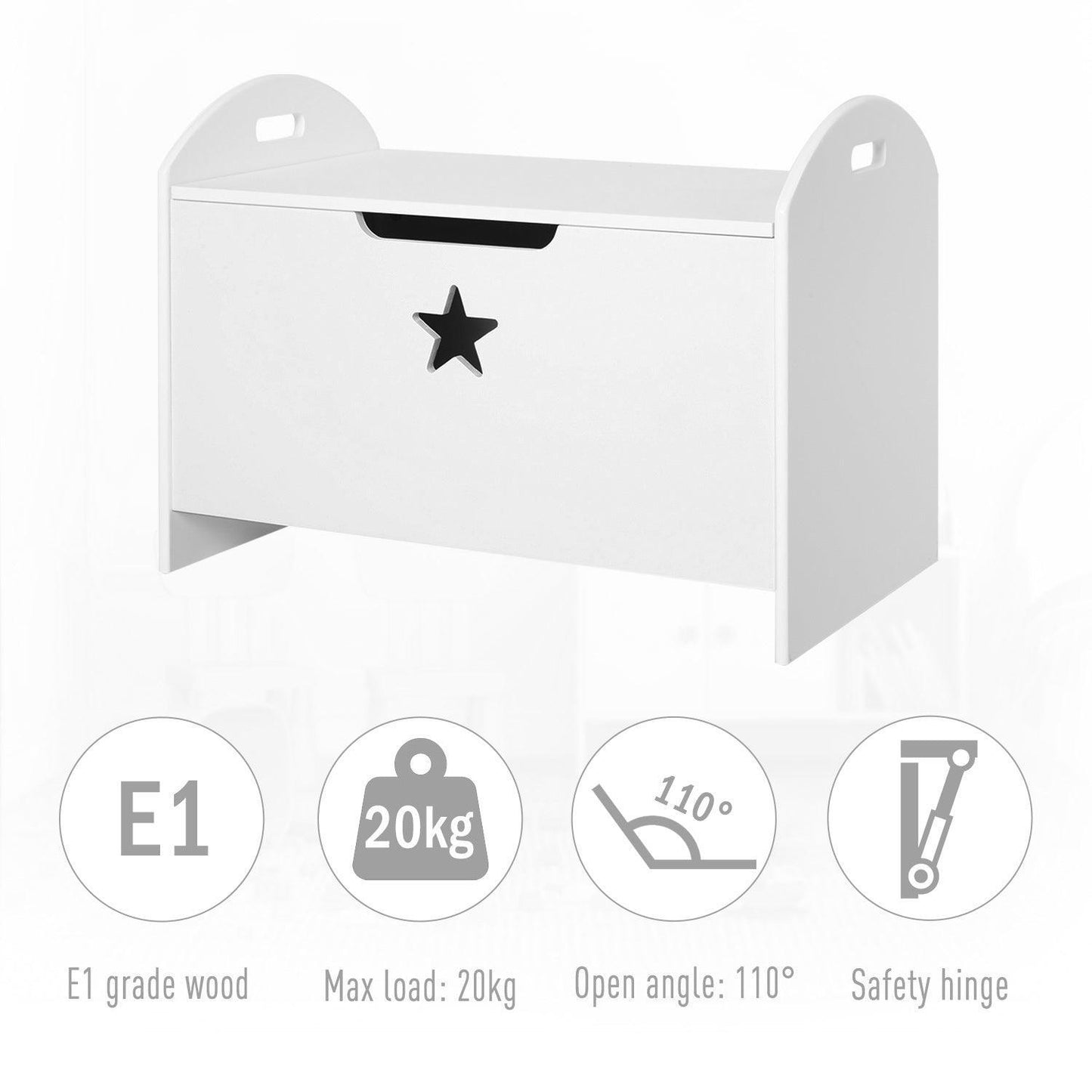 HOMCOM White Toy Chest with Safety Hinge - ALL4U RETAILER LTD