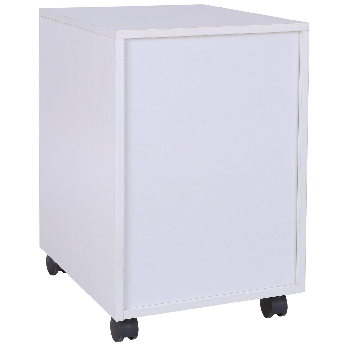 HOMCOM Oak & White Mobile File Cabinet - 3 Drawers - ALL4U RETAILER LTD