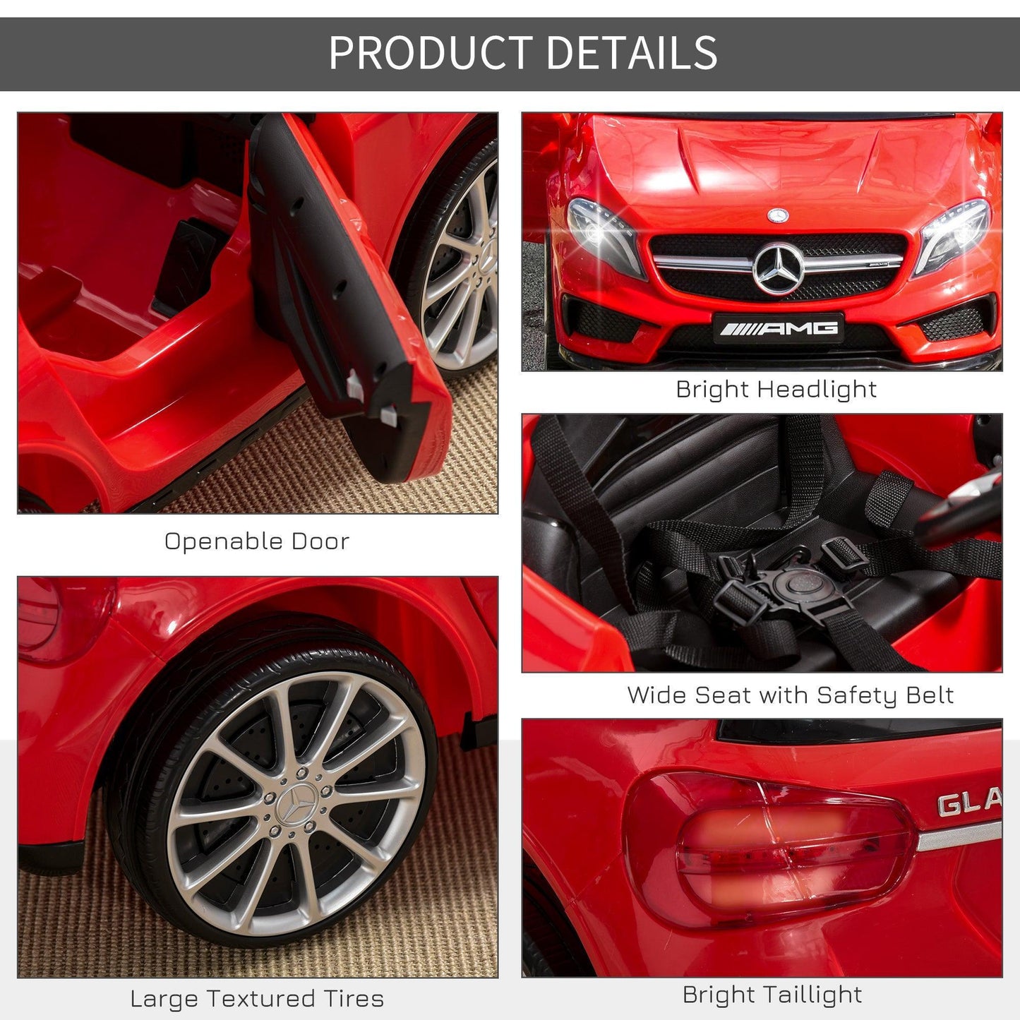 HOMCOM Mercedes Benz GLA Kids Ride On Car - Red - ALL4U RETAILER LTD