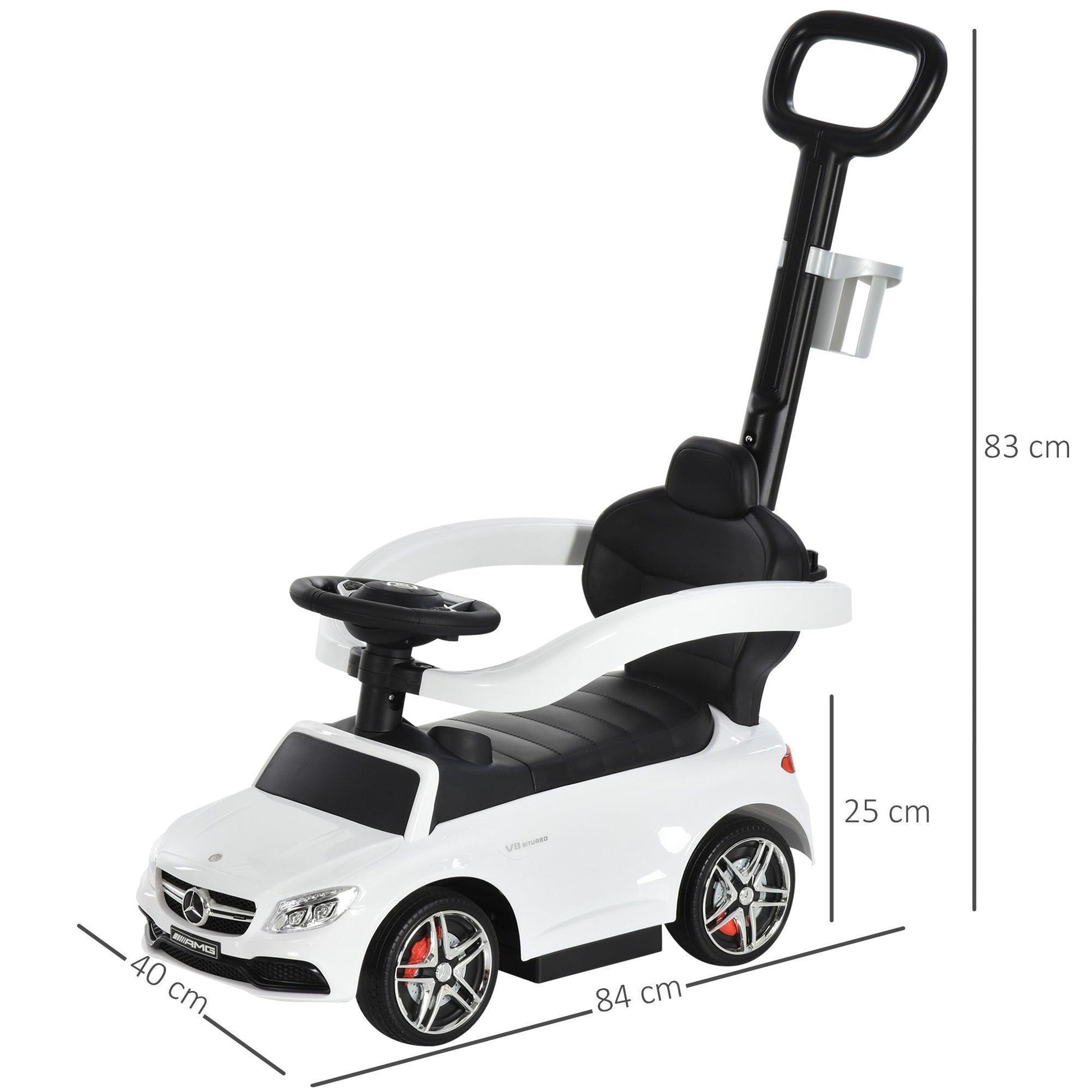 HOMCOM Mercedes-Benz Ride On Stroller - White - ALL4U RETAILER LTD