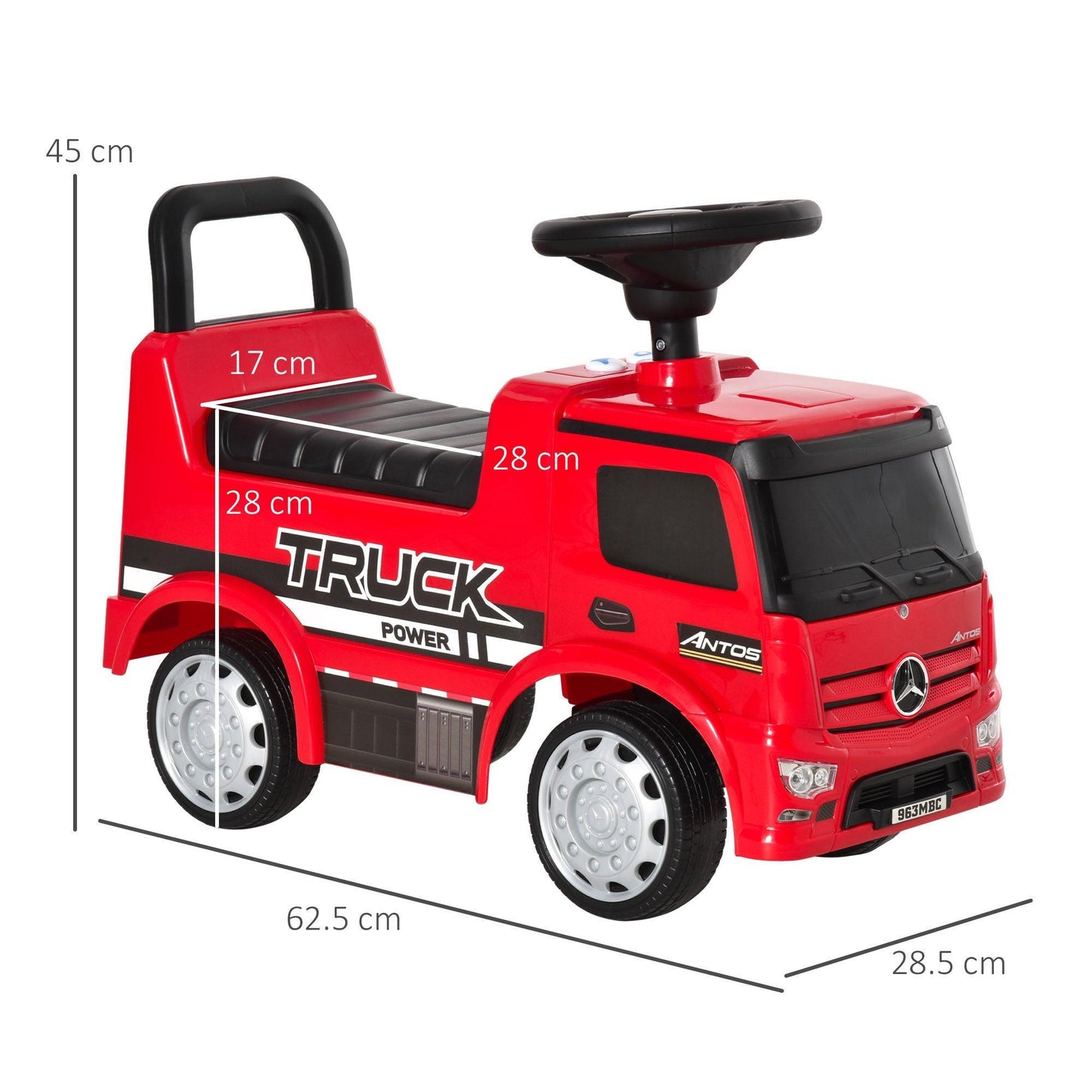 HOMCOM Mercedes-Benz Truck Ride-On Car for Toddlers (Red) - ALL4U RETAILER LTD