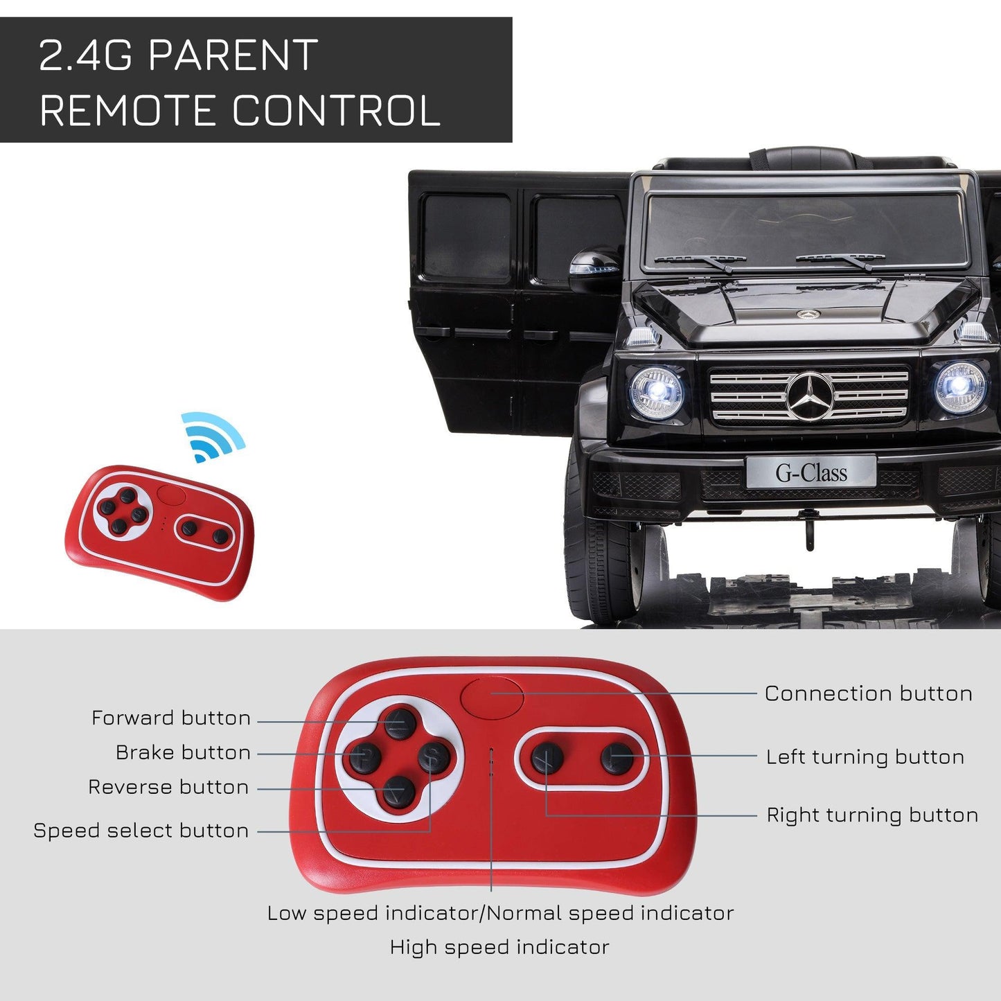 HOMCOM Mercedes G500 Ride-On Car with Remote- 12V, Music, Lights - ALL4U RETAILER LTD