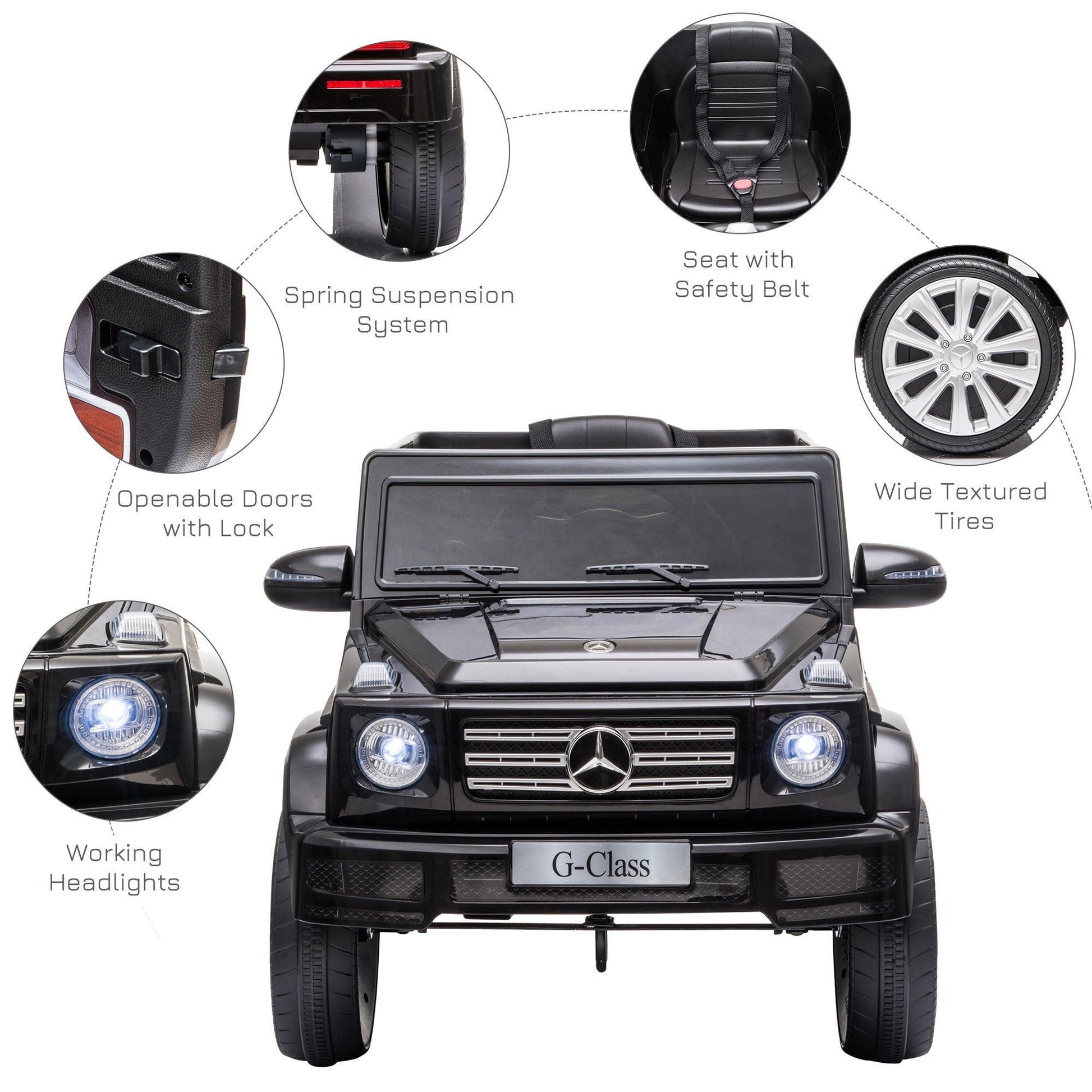 HOMCOM Mercedes G500 Ride-On Car with Remote- 12V, Music, Lights - ALL4U RETAILER LTD