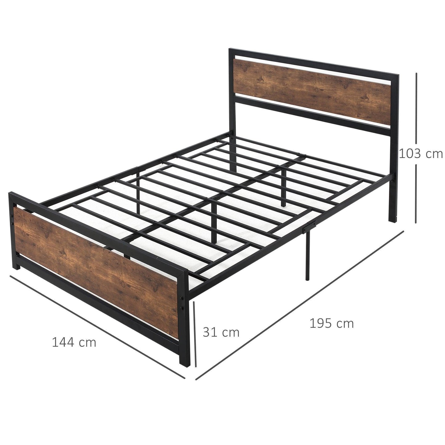 HOMCOM Metal Bed Frame with Storage - ALL4U RETAILER LTD