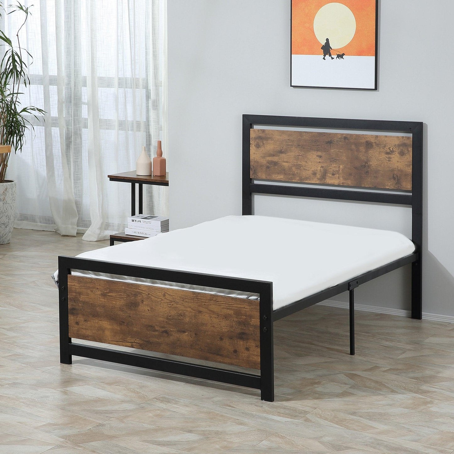 HOMCOM Metal Bed Frame with Underbed Storage - ALL4U RETAILER LTD