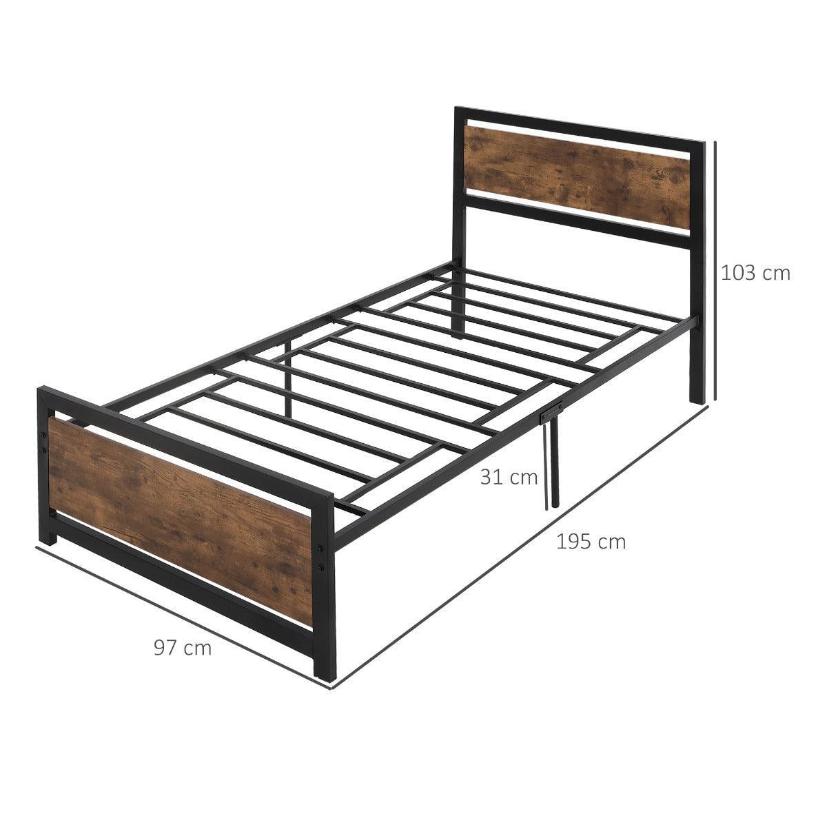 HOMCOM Metal Bed Frame with Underbed Storage - ALL4U RETAILER LTD