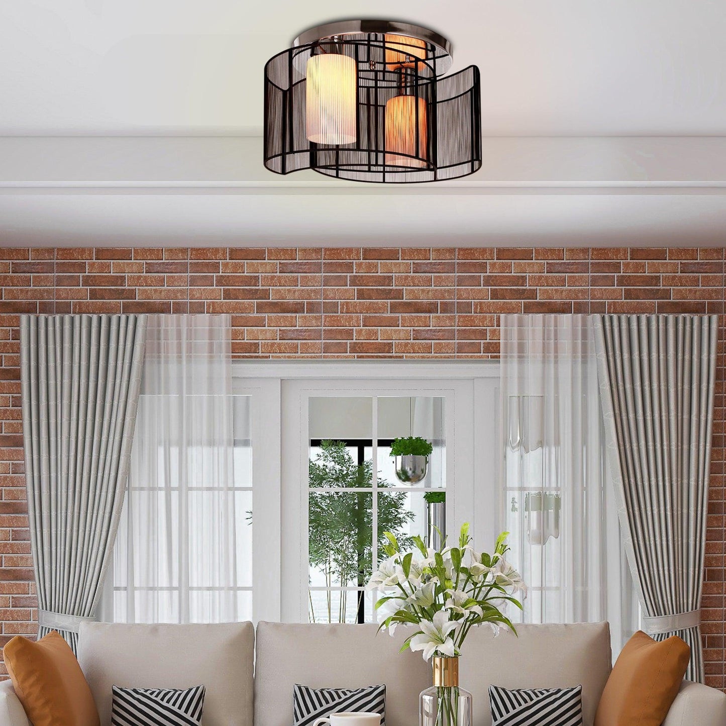 HOMCOM Metal Chandelier Light: Elegant Chrome and Fabric Design - ALL4U RETAILER LTD