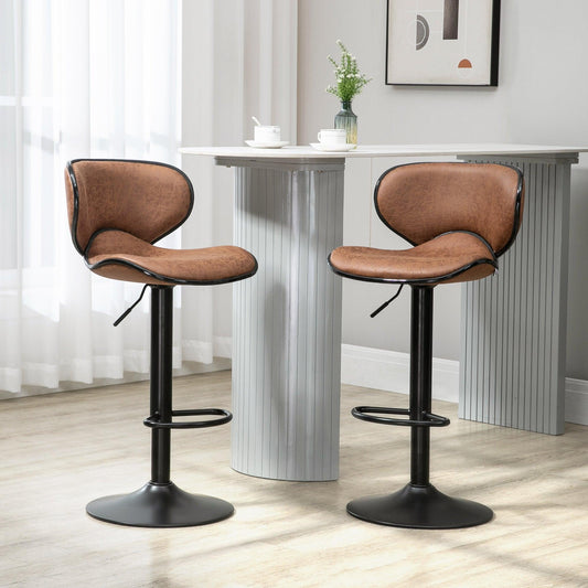 HOMCOM Microfiber Cloth Swivel Bar Stools (Set of 2) - ALL4U RETAILER LTD