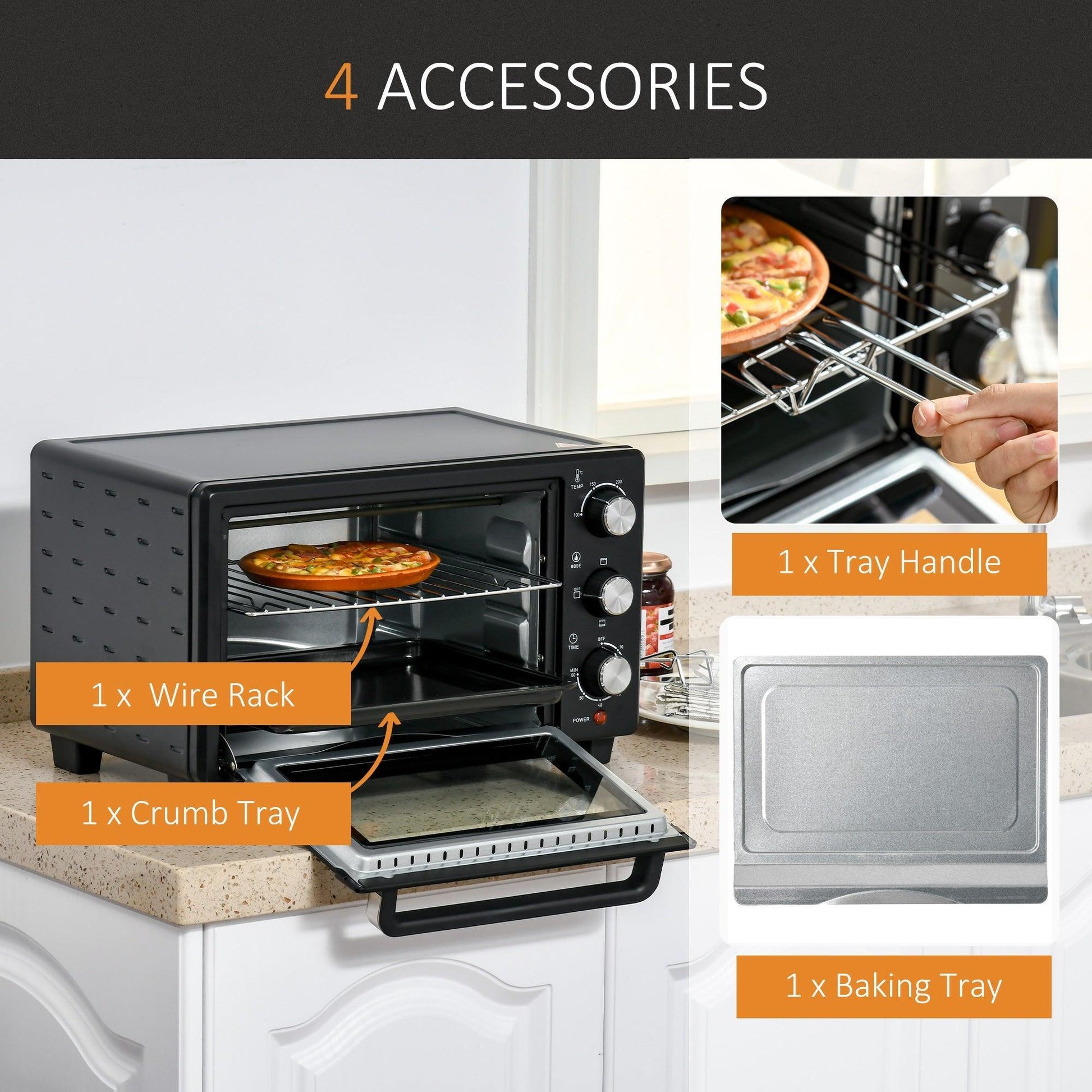 HOMCOM Mini Electric Oven: 21L Toaster with Timer - ALL4U RETAILER LTD