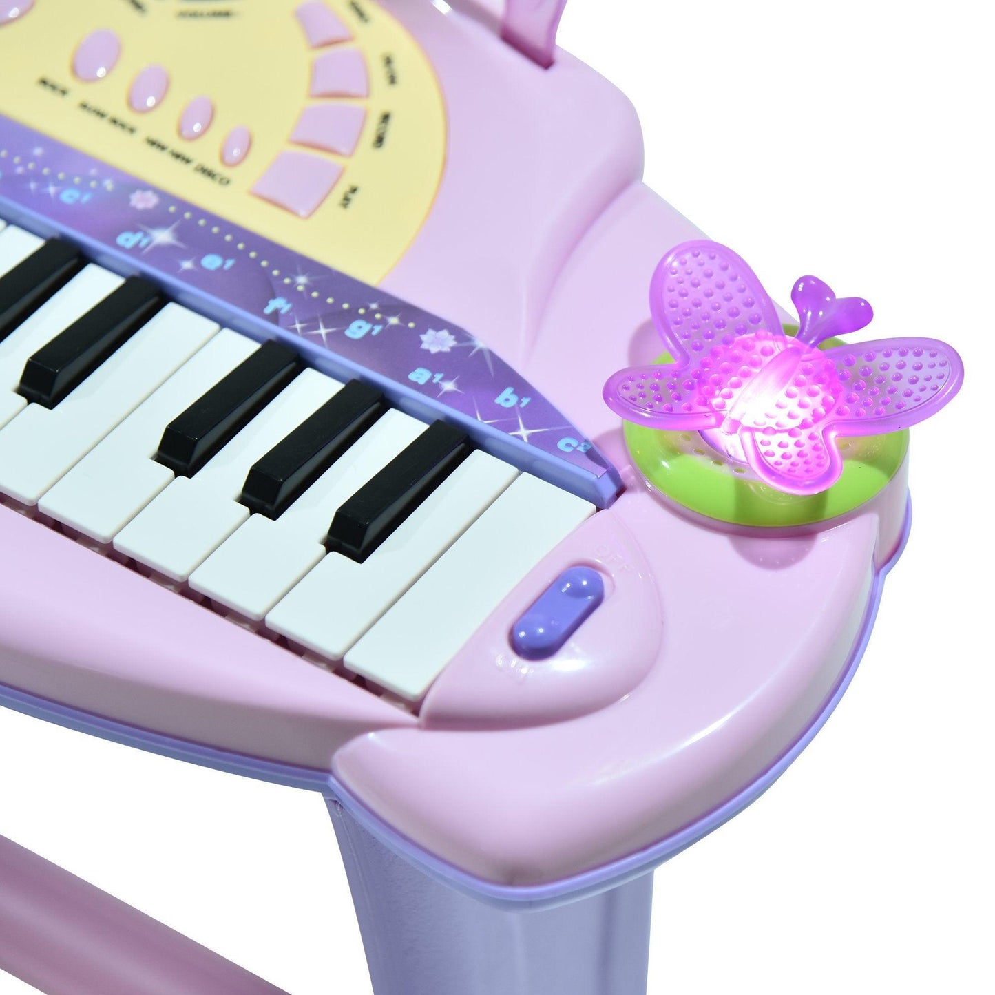 HOMCOM Mini Piano Set with Mic & Stool - Purple/Pink - ALL4U RETAILER LTD