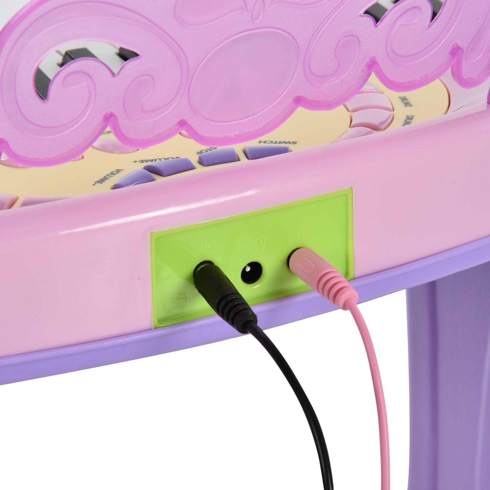 HOMCOM Mini Piano Set with Mic & Stool - Purple/Pink - ALL4U RETAILER LTD