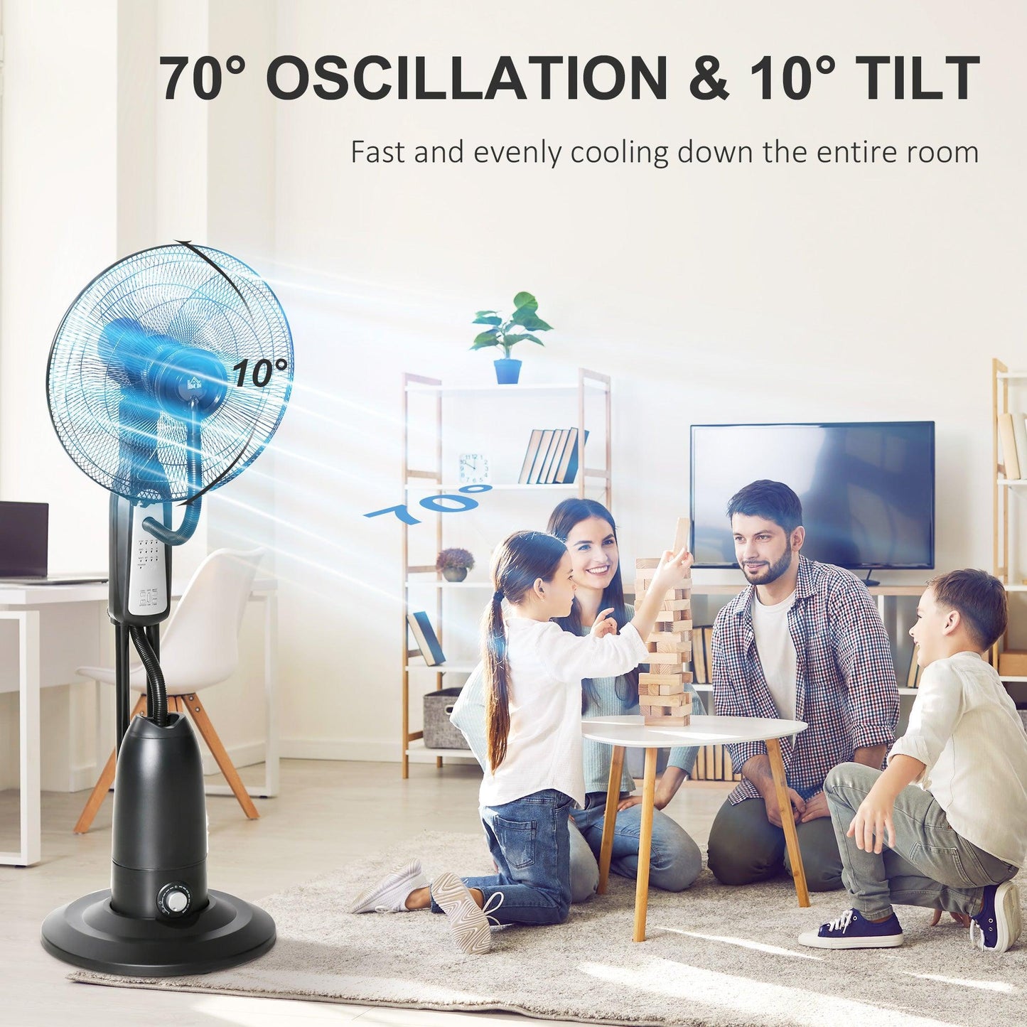 HOMCOM Mist-Spray Pedestal Fan: 3 Speeds, Remote, Timer - ALL4U RETAILER LTD