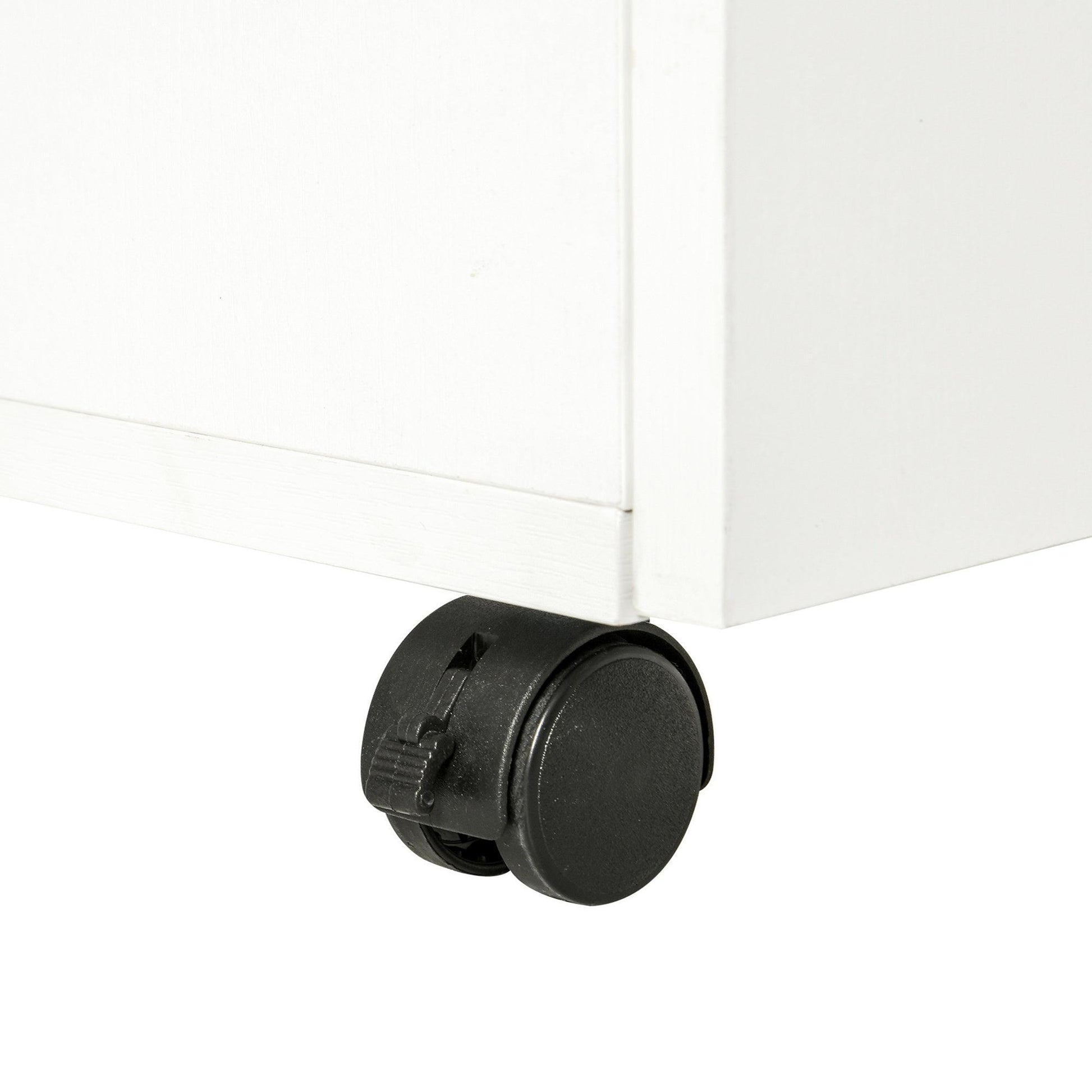 HOMCOM Mobile Storage Cabinet Sideboard with Drawers - White - ALL4U RETAILER LTD