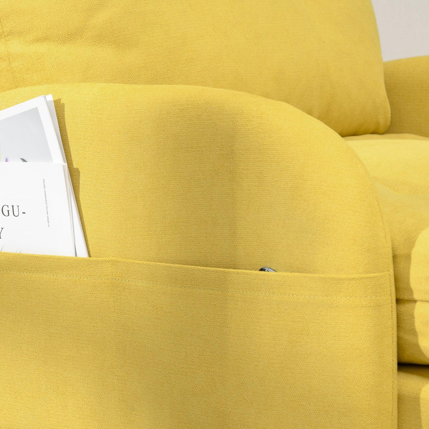 HOMCOM Modern Armchair & Footstool Set - Yellow - ALL4U RETAILER LTD
