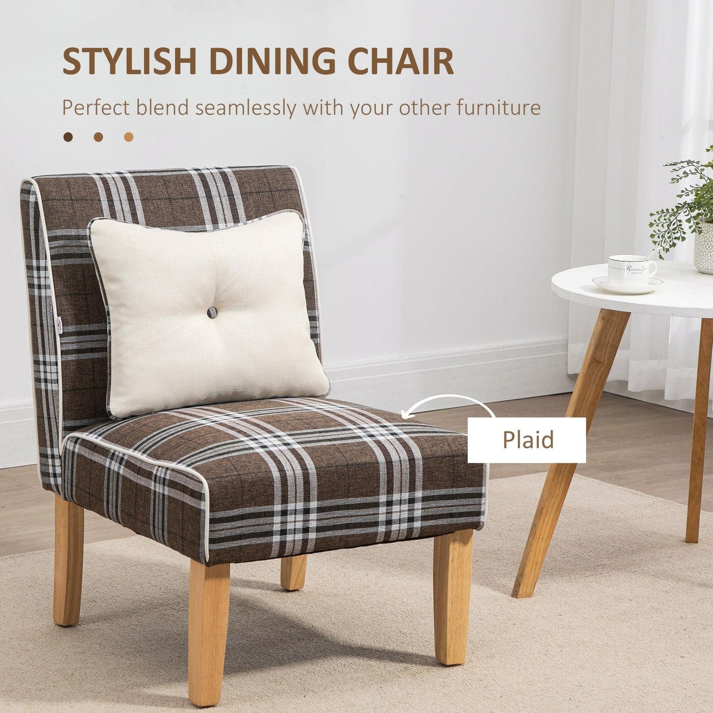 HOMCOM Modern Armless Linen Dining Chair-Tawny Brown - ALL4U RETAILER LTD