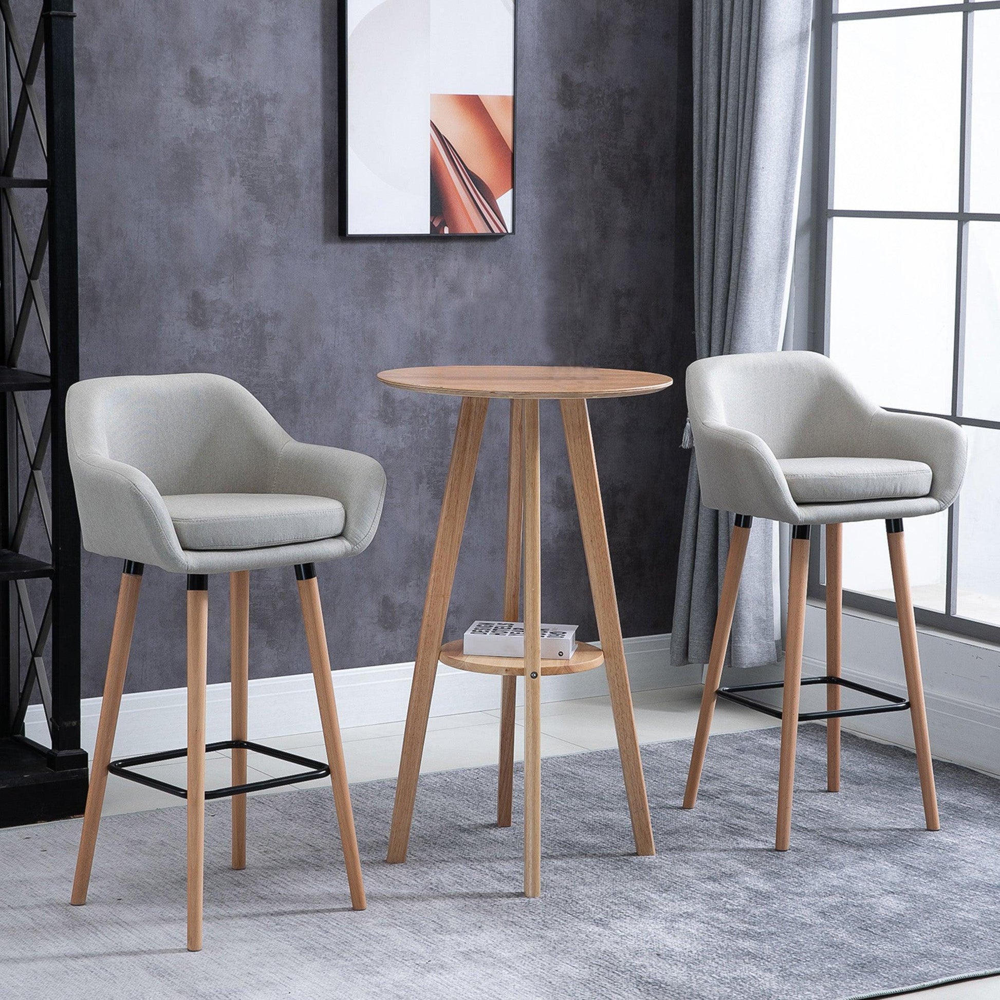 HOMCOM Modern Beige Bar Stools - ALL4U RETAILER LTD