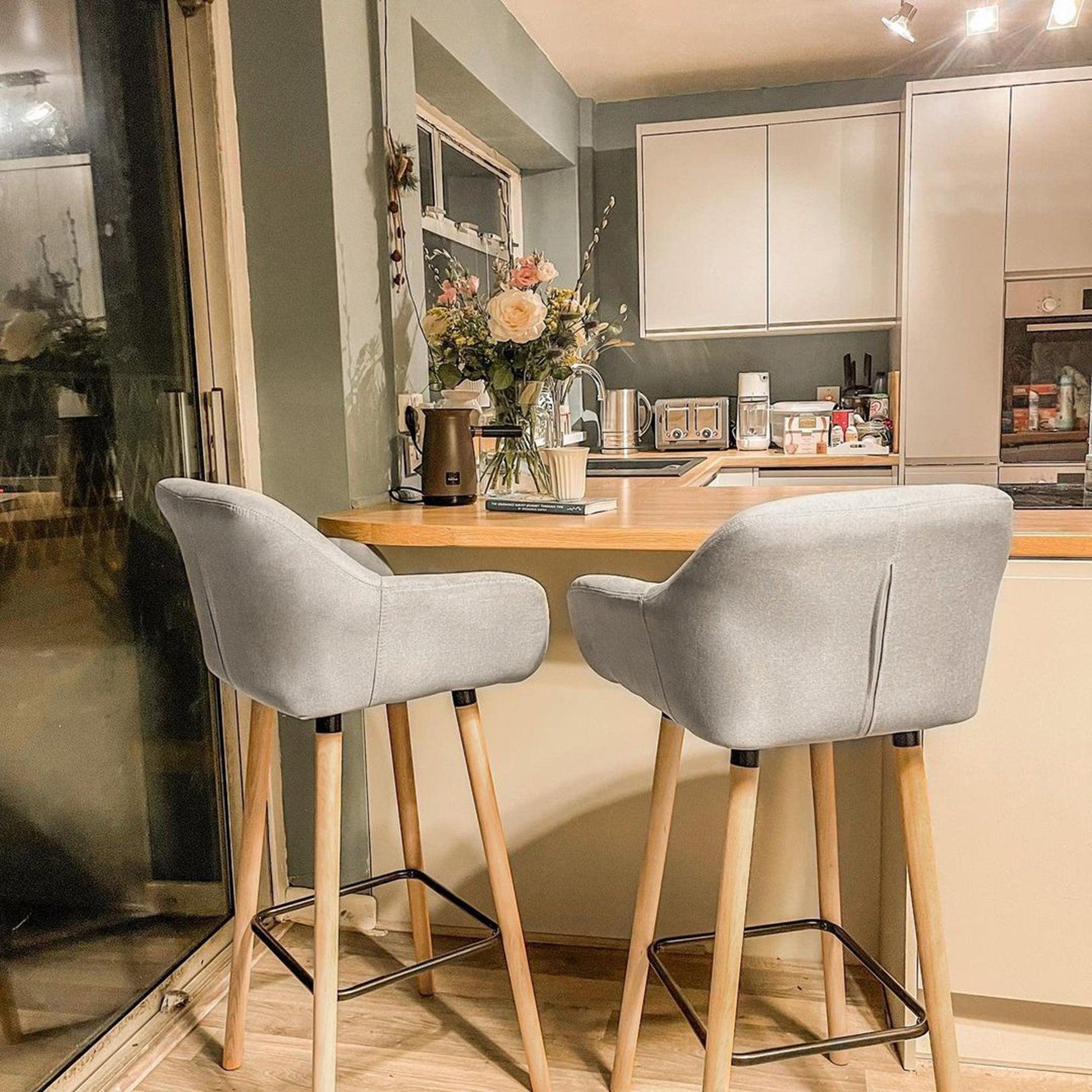 HOMCOM Modern Beige Bar Stools - ALL4U RETAILER LTD