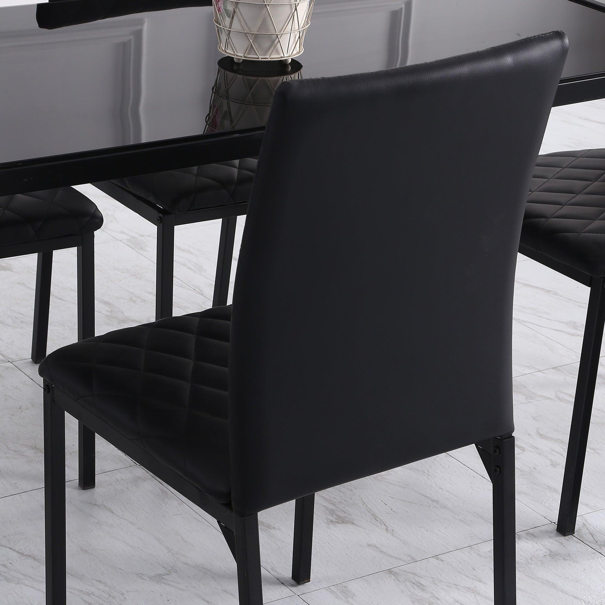 HOMCOM Modern Black Dining Chairs with Metal Legs - Set of 4 - ALL4U RETAILER LTD