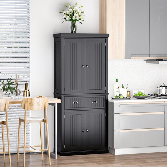 HOMCOM Modern Black Kitchen Storage Cabinet with Drawer - ALL4U RETAILER LTD