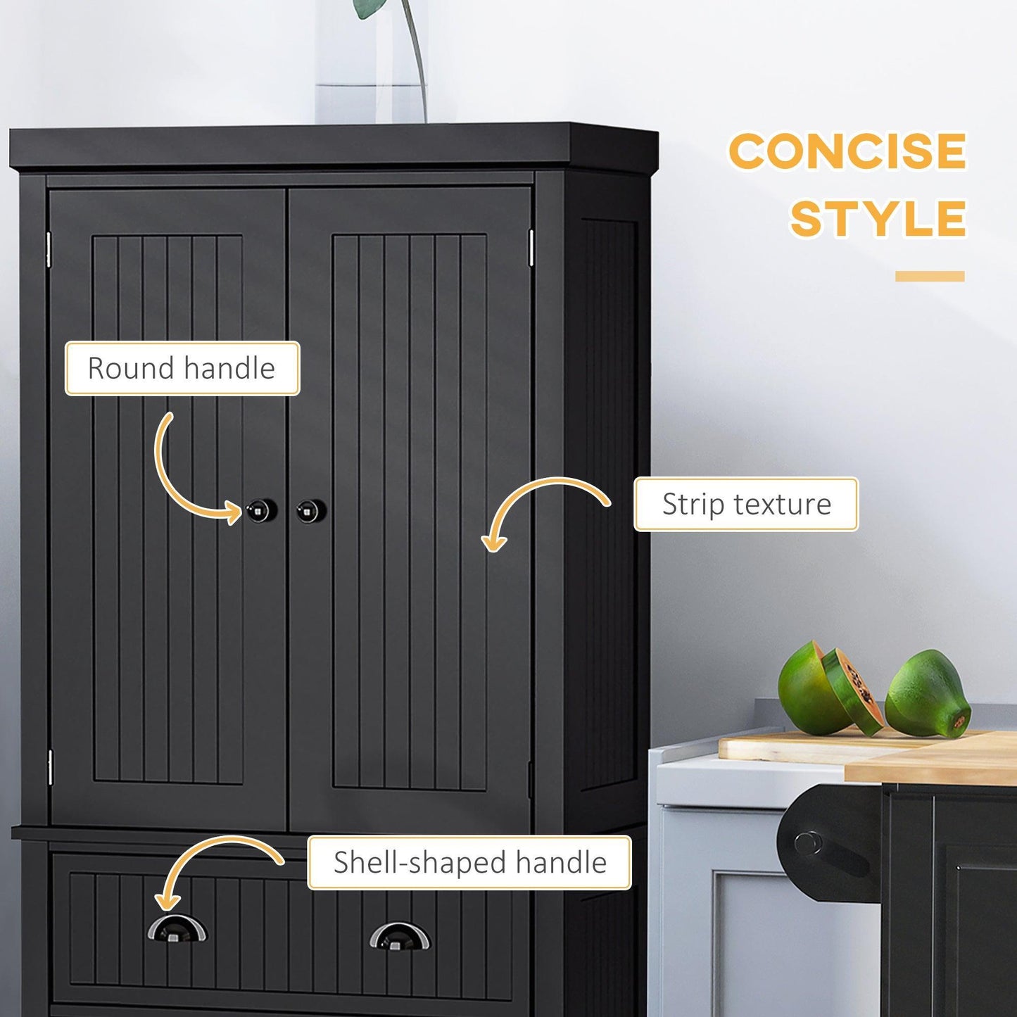 HOMCOM Modern Black Kitchen Storage Cabinet with Drawer - ALL4U RETAILER LTD