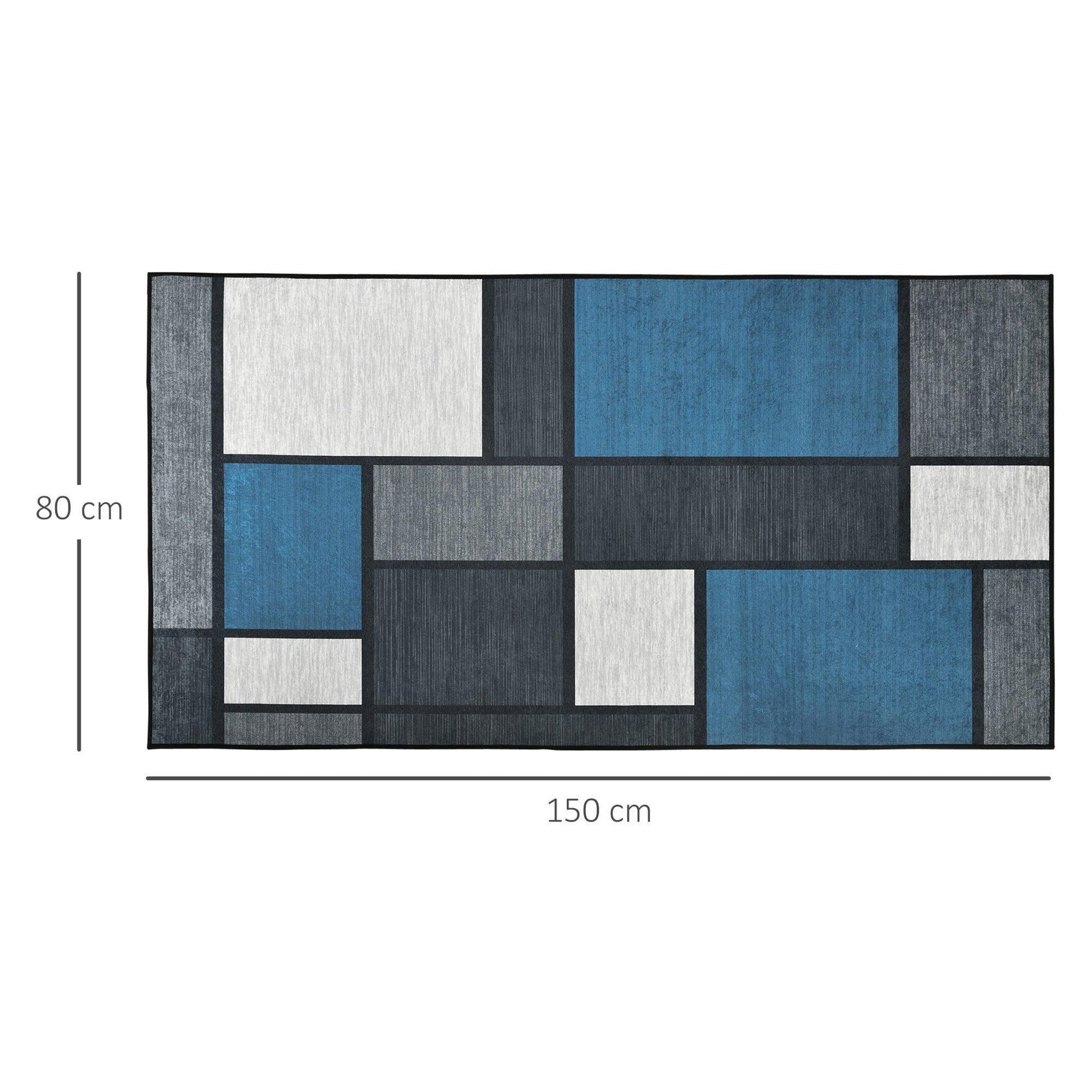 HOMCOM Modern Blue Grey Geometric Rug 80x150cm - ALL4U RETAILER LTD