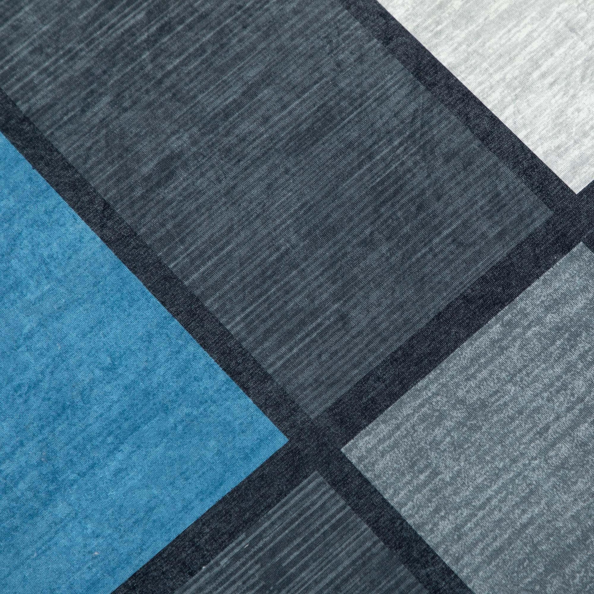 HOMCOM Modern Blue Grey Geometric Rug 80x150cm - ALL4U RETAILER LTD