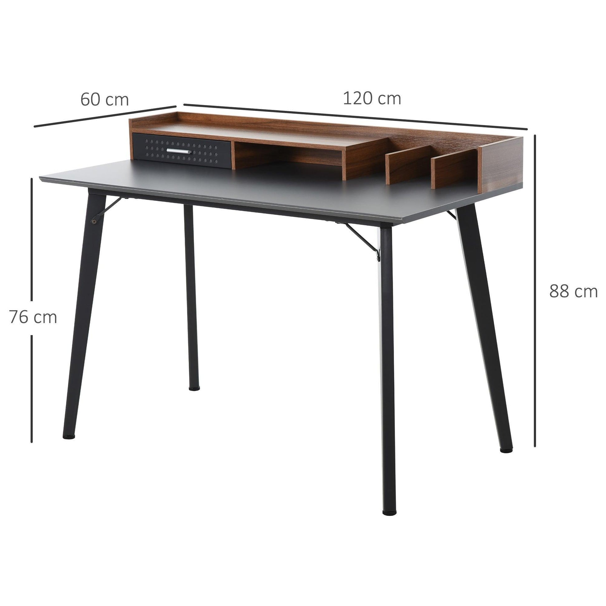 HOMCOM Modern Computer Desk Home Office Furniture | Brown & Black - ALL4U RETAILER LTD