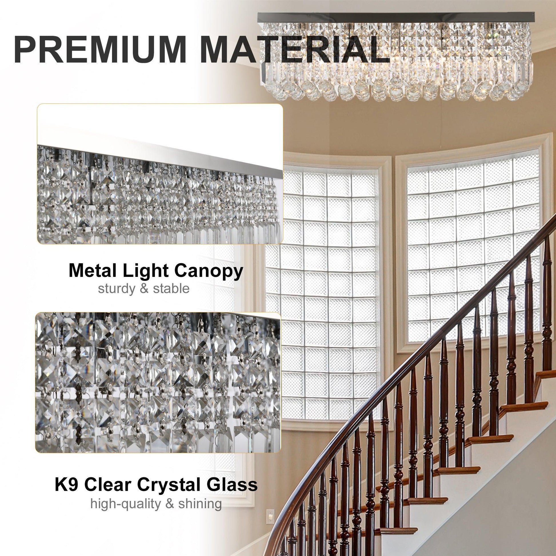 HOMCOM Modern Crystal Ceiling Light, E14 Base, Silver, 80cm - ALL4U RETAILER LTD