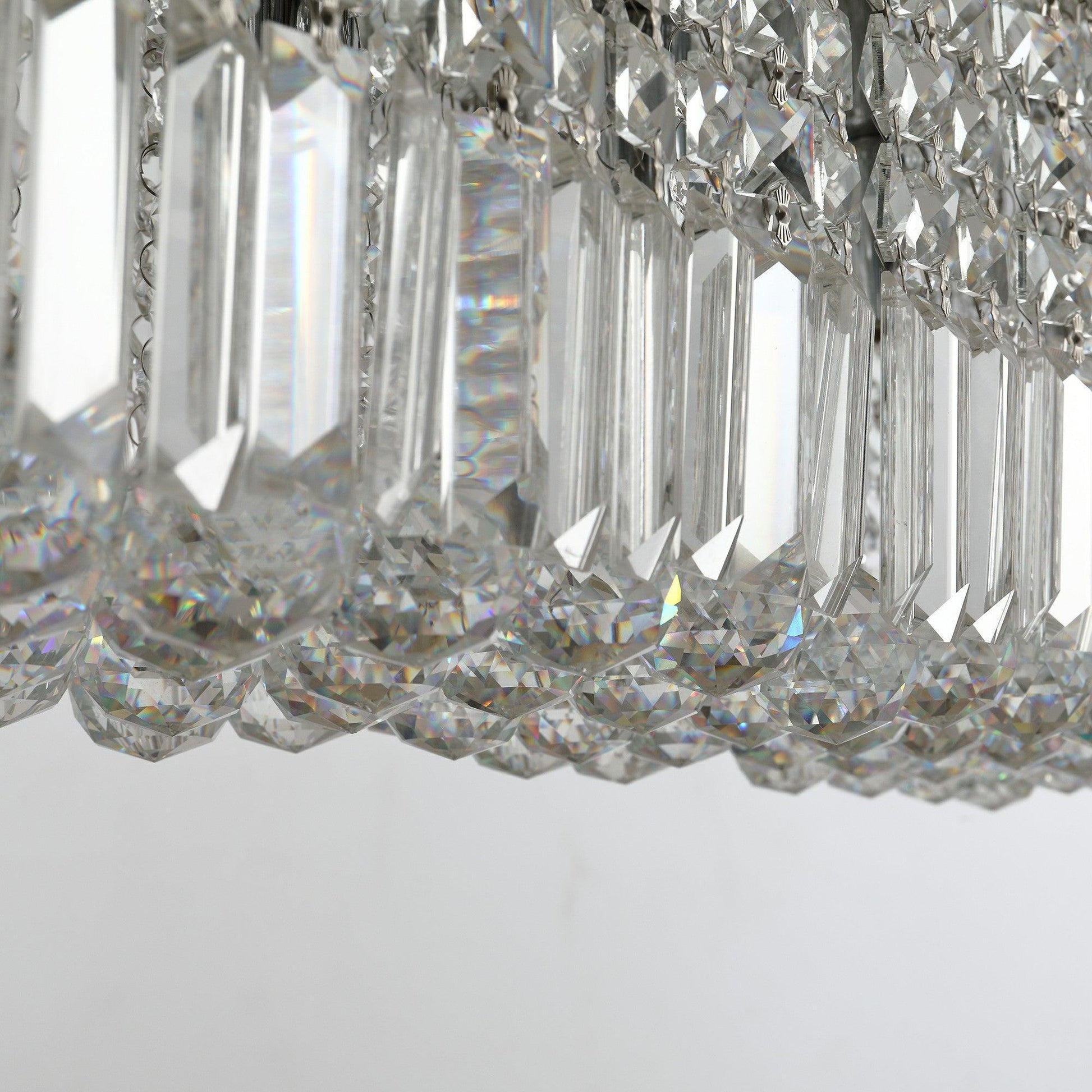 HOMCOM Modern Crystal Ceiling Light, E14 Base, Silver, 80cm - ALL4U RETAILER LTD