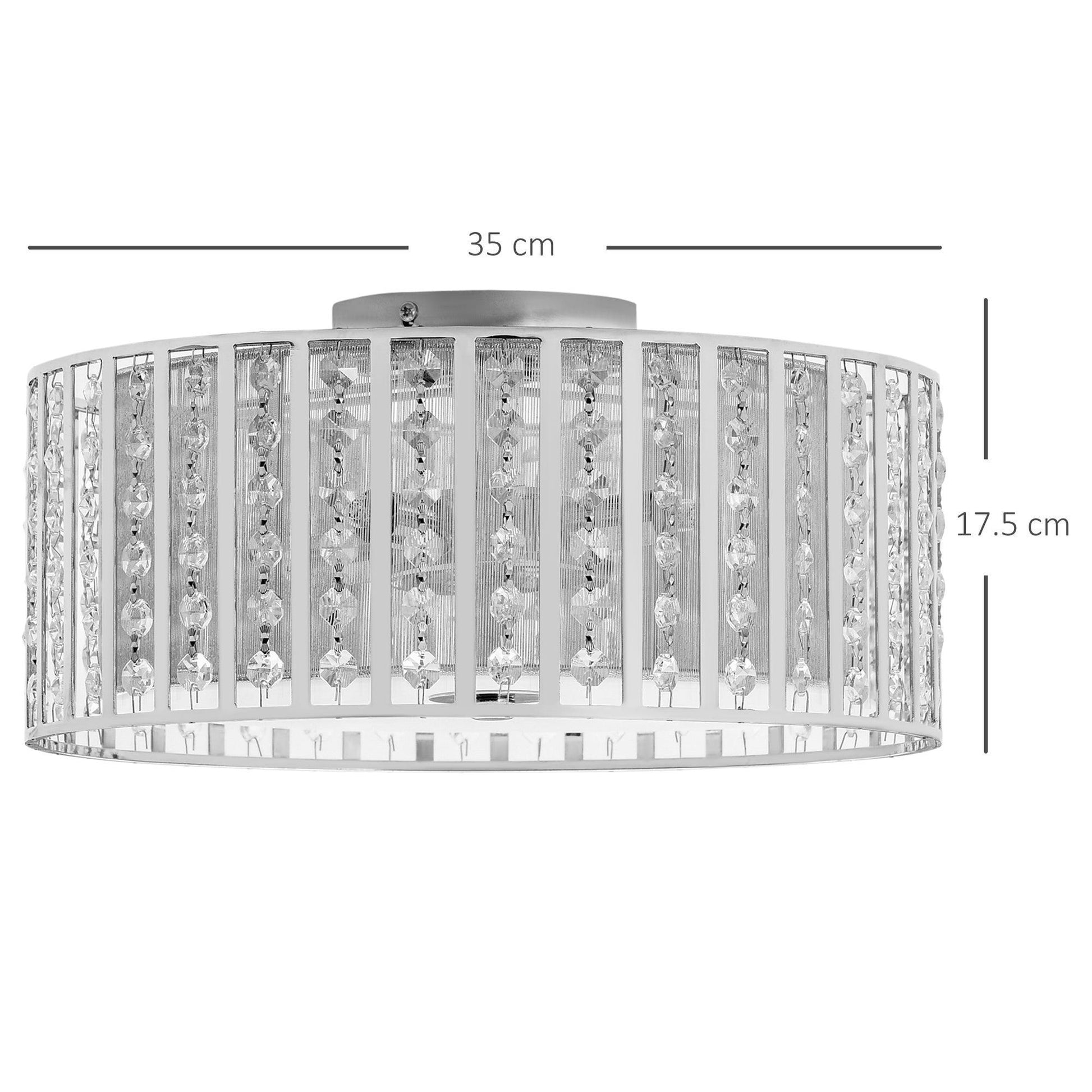 HOMCOM Modern Crystal Chandelier Ceiling Light with Double Layer Shade - ALL4U RETAILER LTD