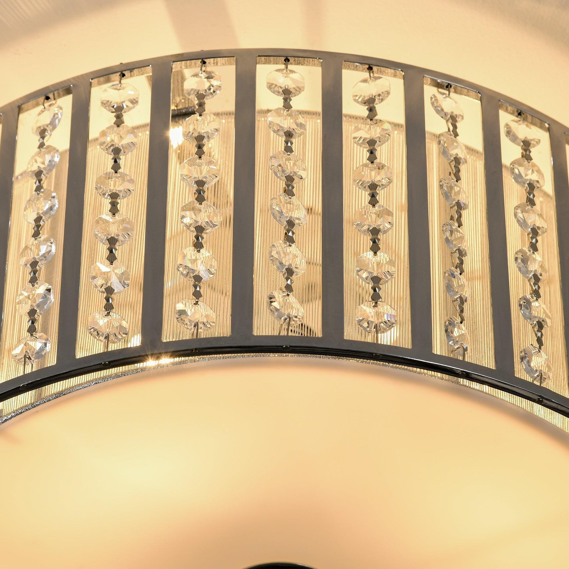 HOMCOM Modern Crystal Chandelier Ceiling Light with Double Layer Shade - ALL4U RETAILER LTD