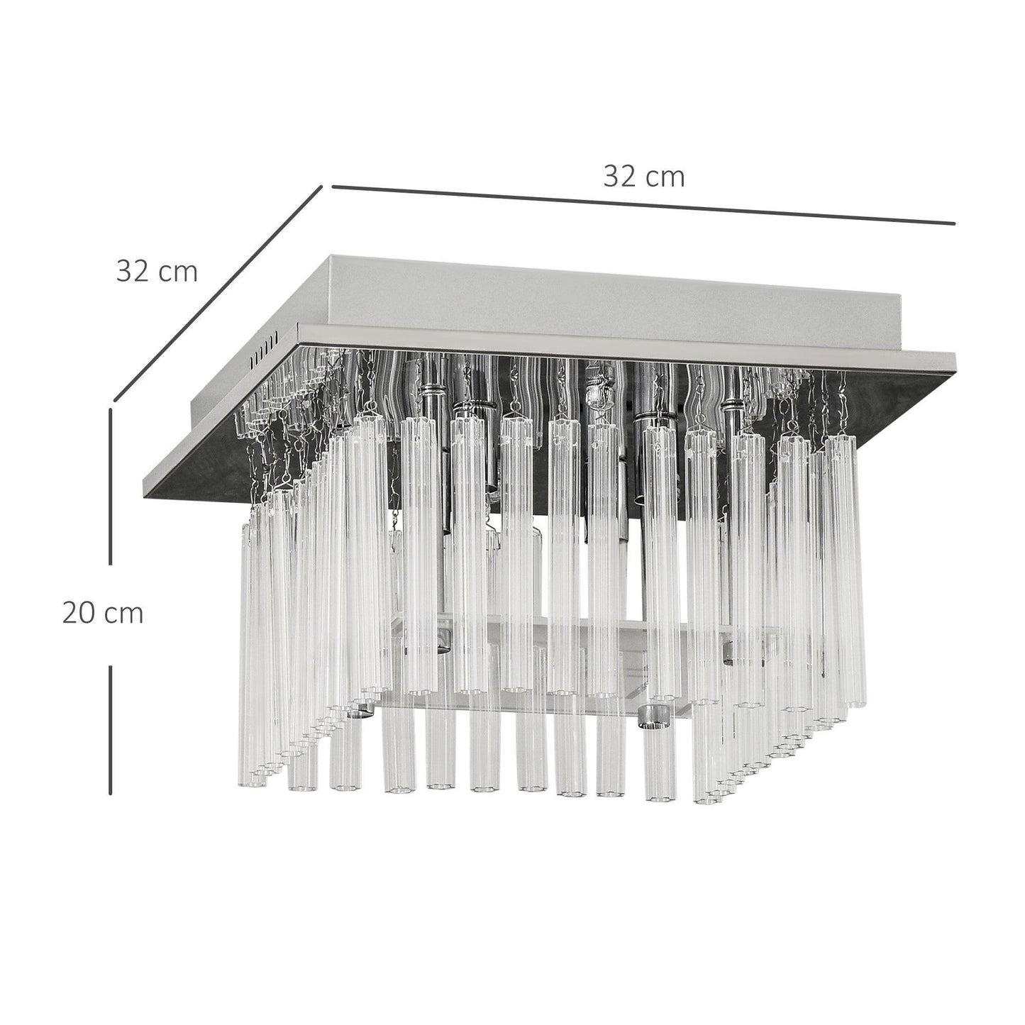 HOMCOM Modern Crystal Chandelier: Elegant Flush Mount Ceiling Light - ALL4U RETAILER LTD