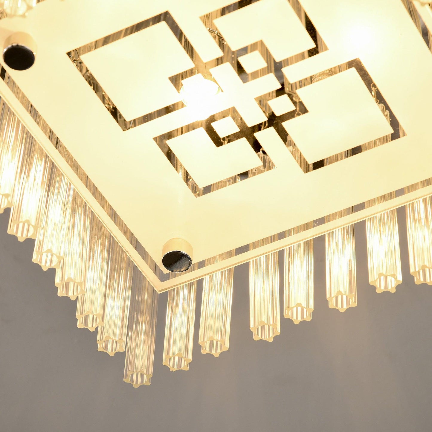 HOMCOM Modern Crystal Chandelier: Elegant Flush Mount Ceiling Light - ALL4U RETAILER LTD