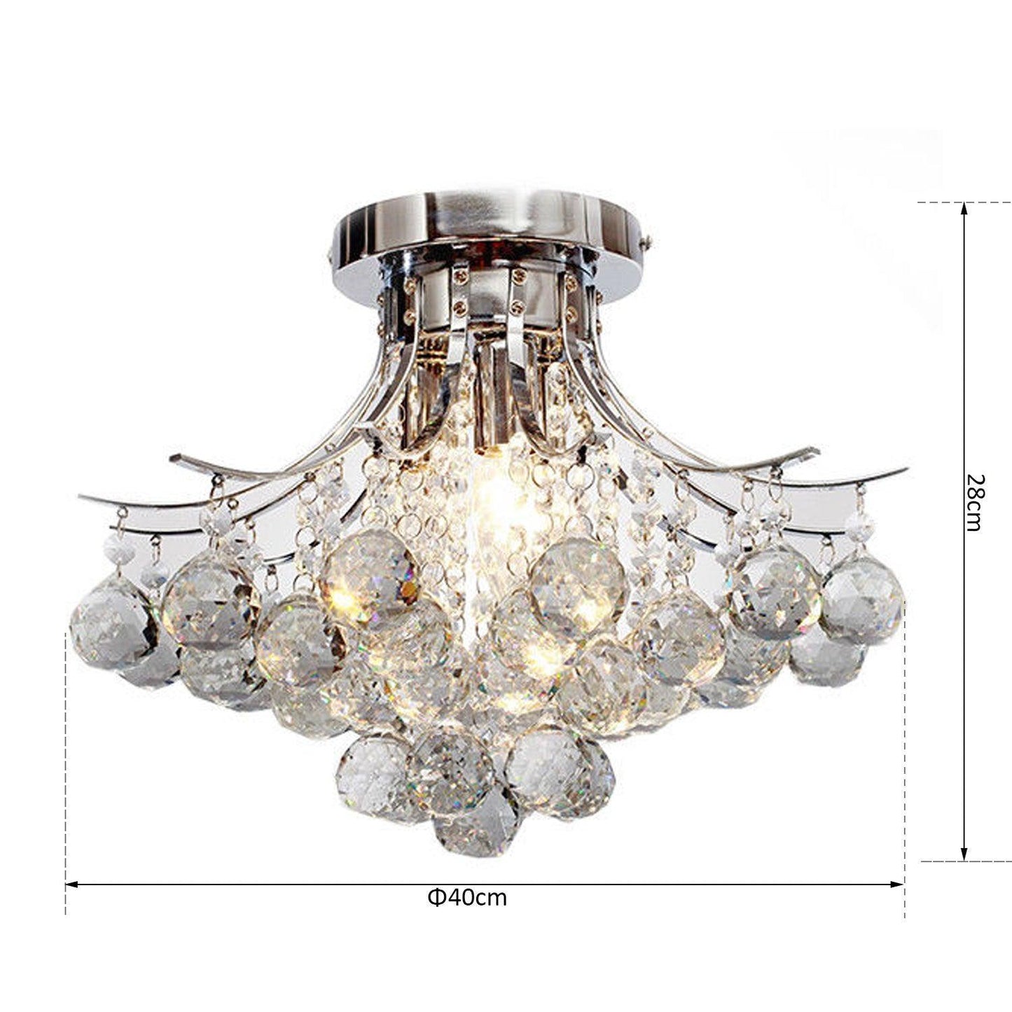 HOMCOM Modern Crystal Chandelier with 3 Lights - ALL4U RETAILER LTD