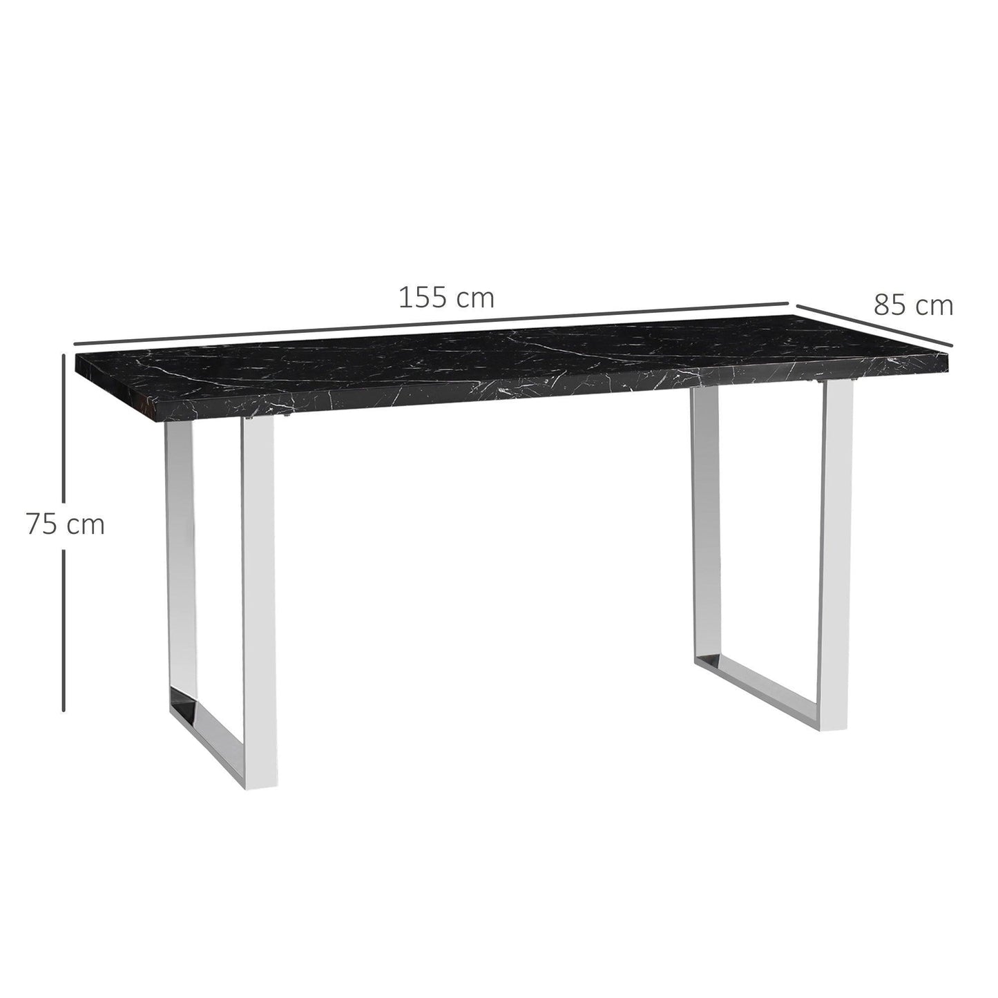 HOMCOM Modern Dining Table for 6-8 People with Marble Effect Top - ALL4U RETAILER LTD