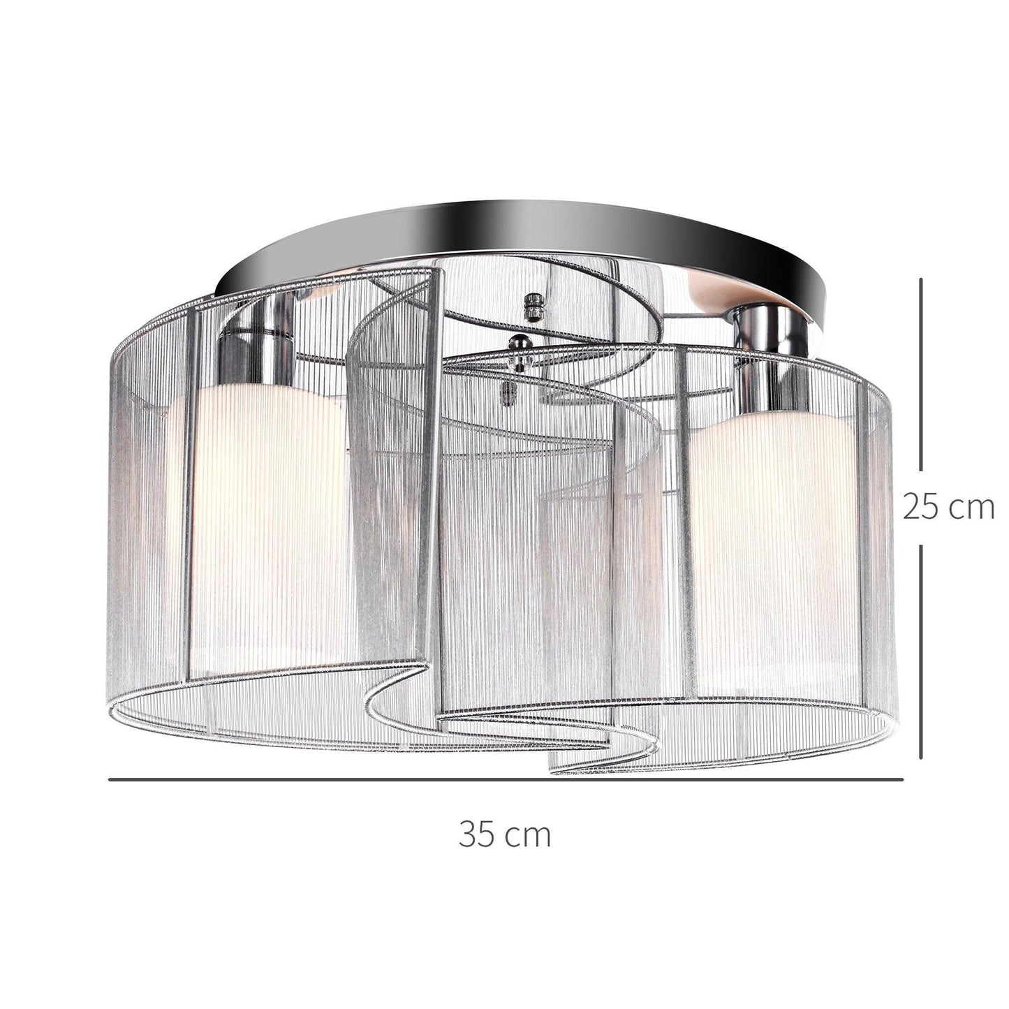 HOMCOM Modern Flush Mount Ceiling Light - White - ALL4U RETAILER LTD