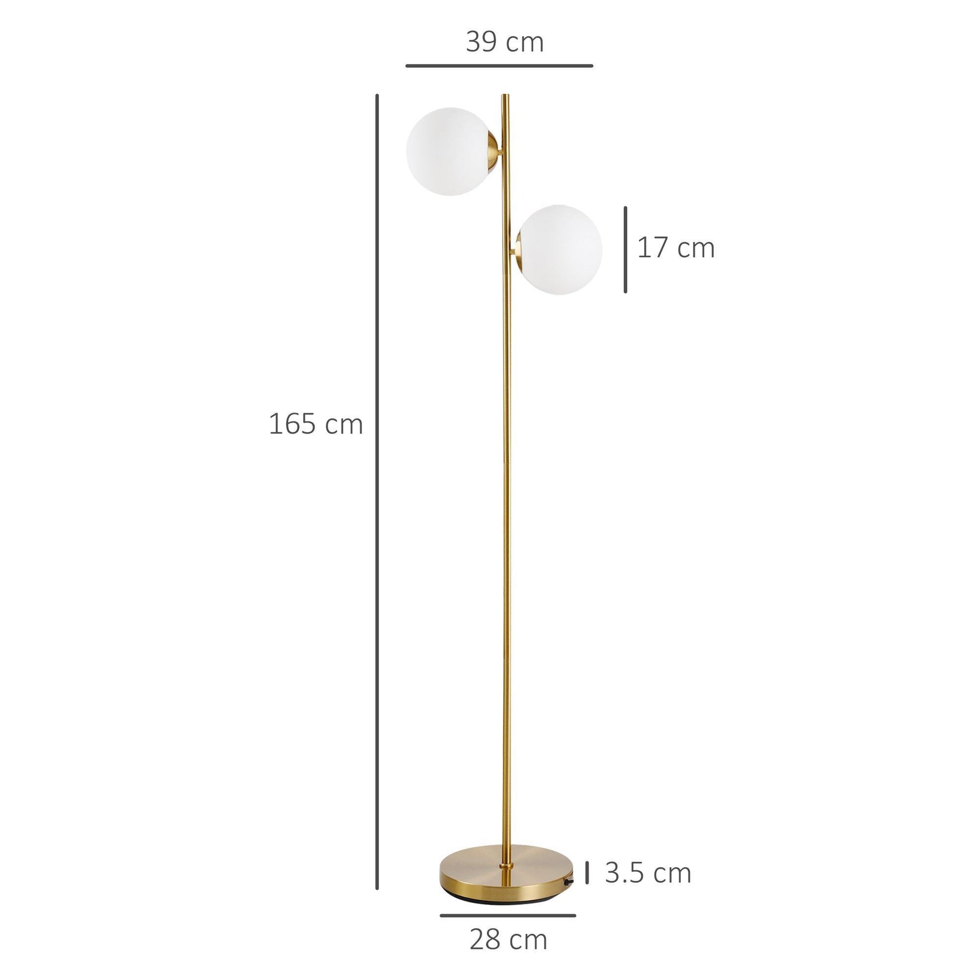 HOMCOM Modern Glass Shade Floor Lamp - ALL4U RETAILER LTD