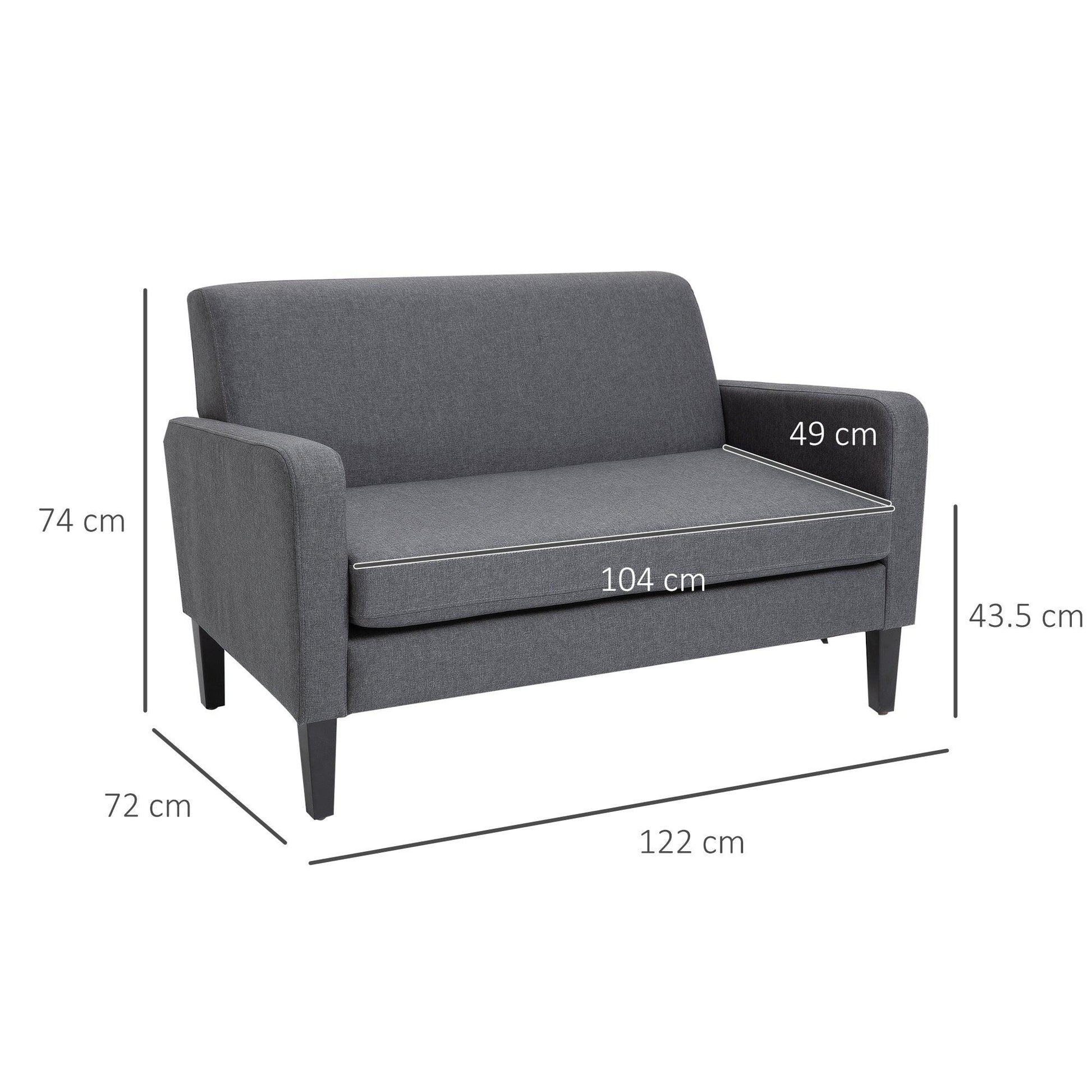 HOMCOM Modern Grey 2-Seat Sofa with Thick Cushion - ALL4U RETAILER LTD