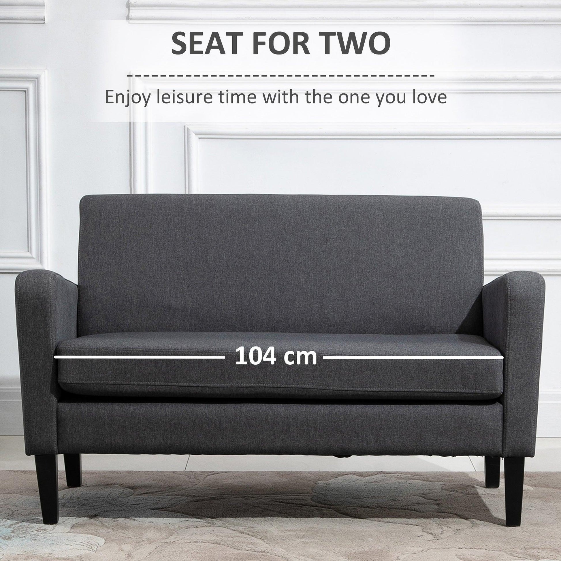 HOMCOM Modern Grey 2-Seat Sofa with Thick Cushion - ALL4U RETAILER LTD