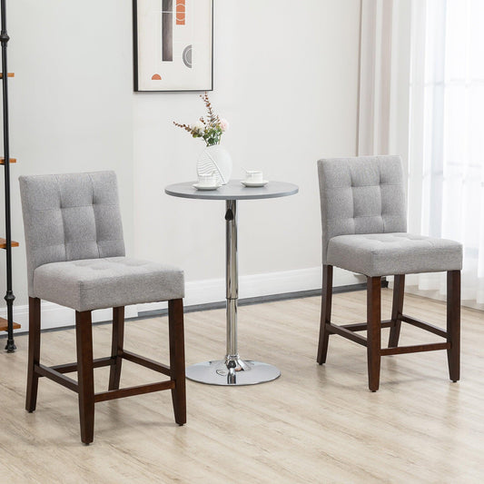 HOMCOM Modern Grey Fabric Bar Stools, Set of 2 - ALL4U RETAILER LTD