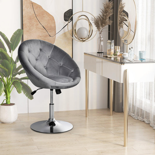 HOMCOM Modern Grey Swivel Bar Stool: Adjustable Height & Tufted - ALL4U RETAILER LTD