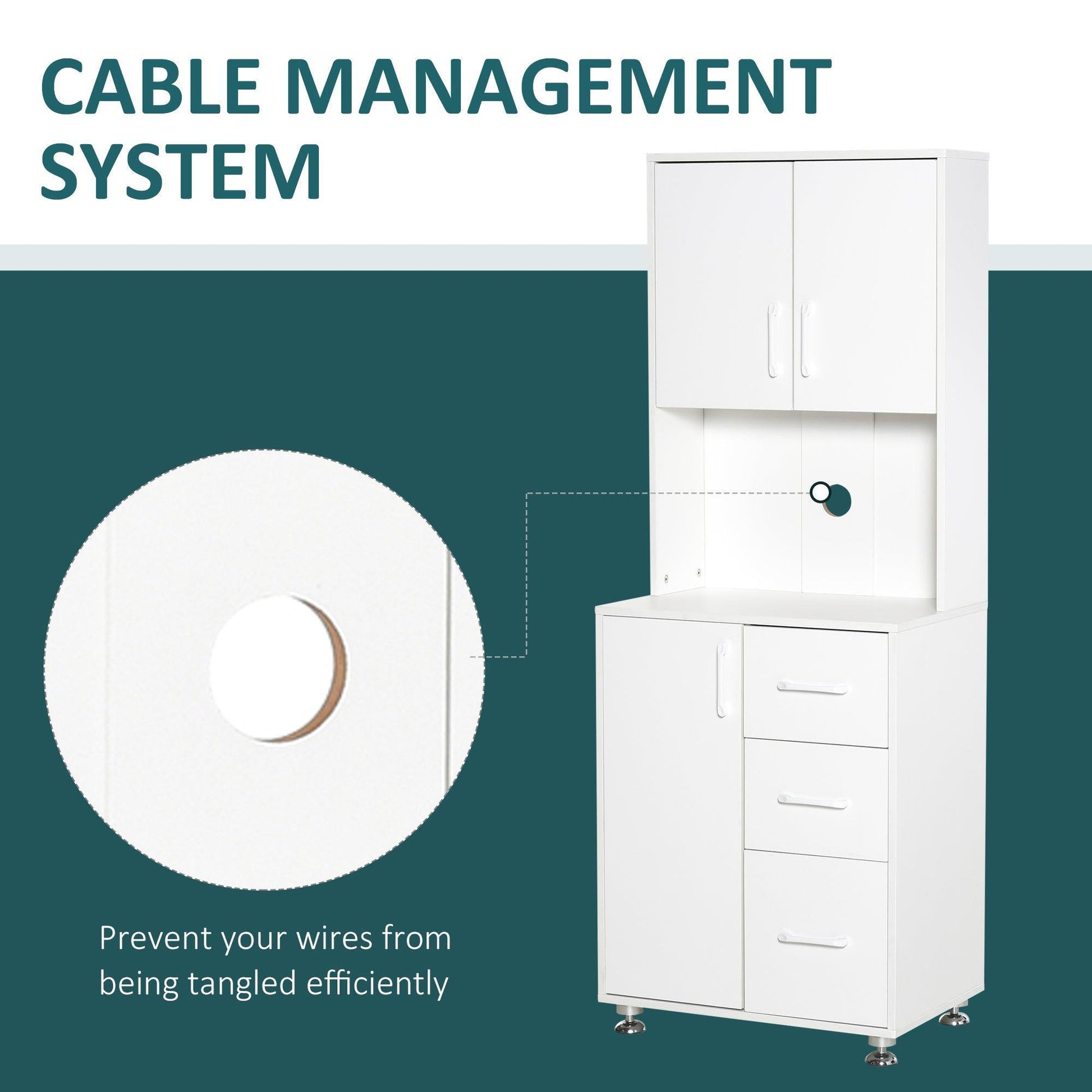 HOMCOM Modern Kitchen Cupboard with Storage Cabinets - ALL4U RETAILER LTD