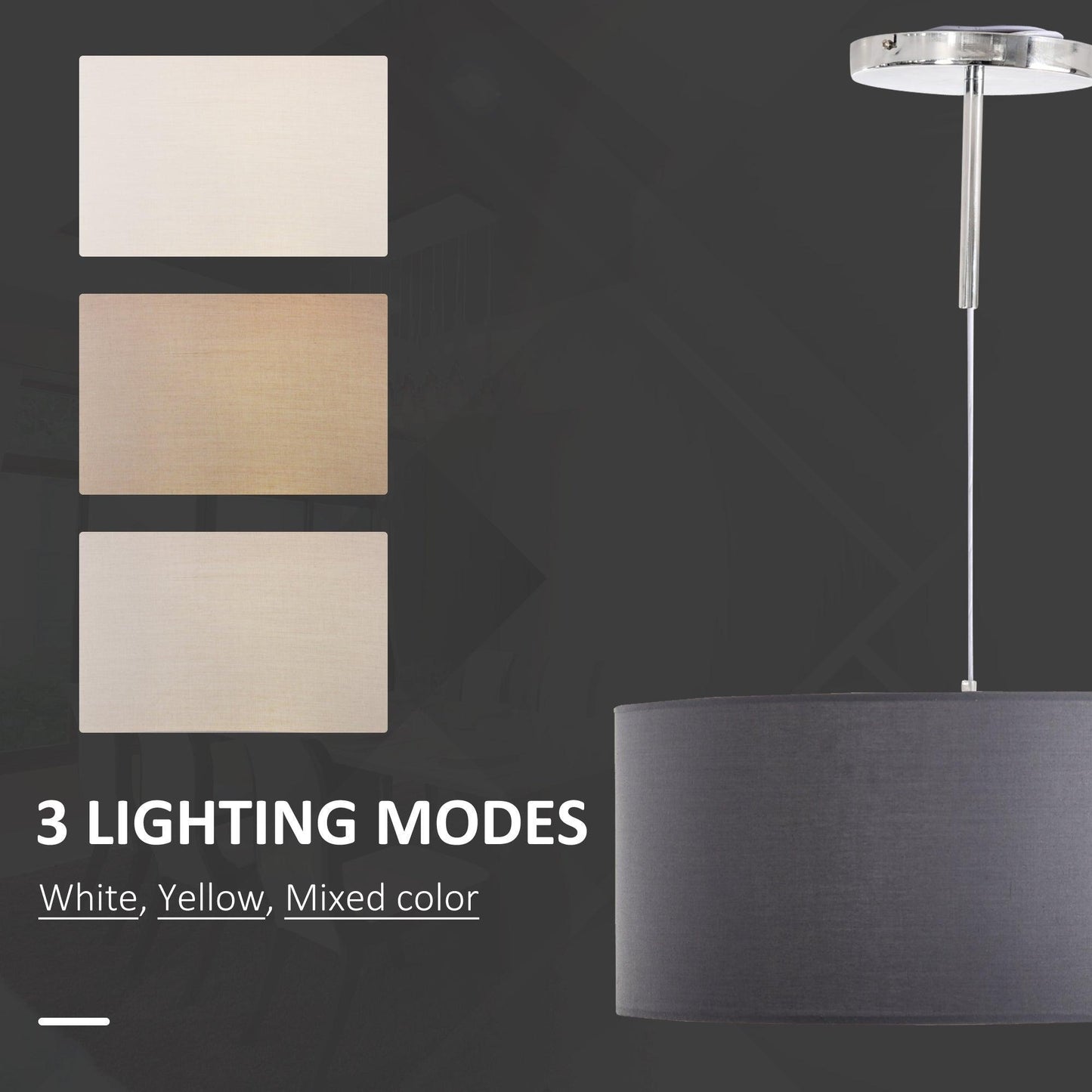 HOMCOM Modern LED Pendant Light for Living Room, Bedroom - ALL4U RETAILER LTD